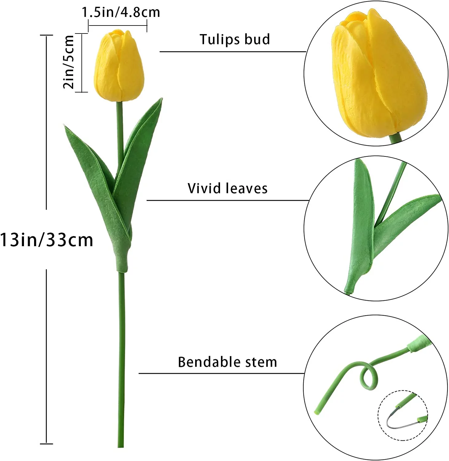 10Pcs/Set Artificial Faux Tulips Bundles PU Real Touch Fake Flowers for Home Office Wedding Valentine's Decoration or Gifts