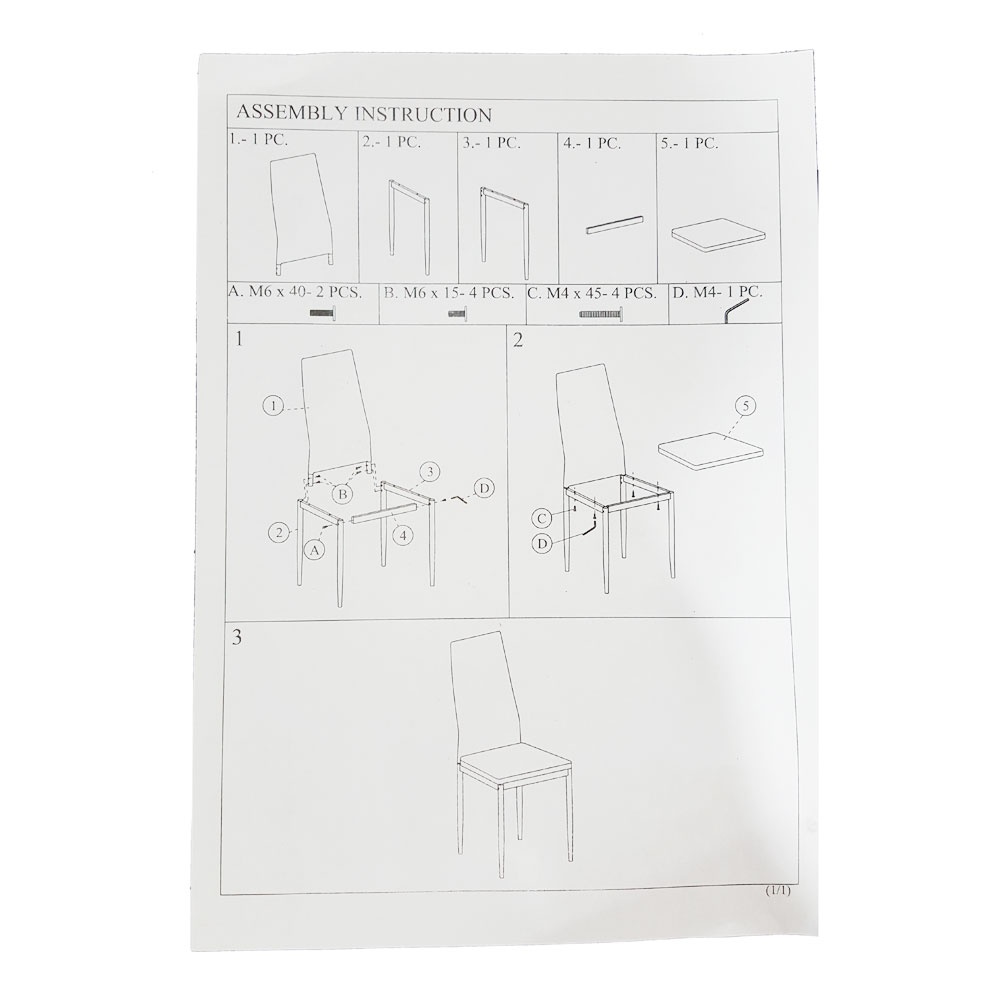 YAHAOLHGD Dining Chairs Assembled Stripping Texture High Backrest Black 6pcs