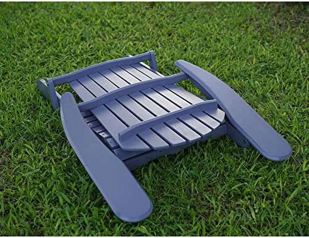 Products Real Acacia Hardwood Flat Folding Adirondack Patio Chair With Tall Backrest, Curved Seat,  Wide Armrests, Gray