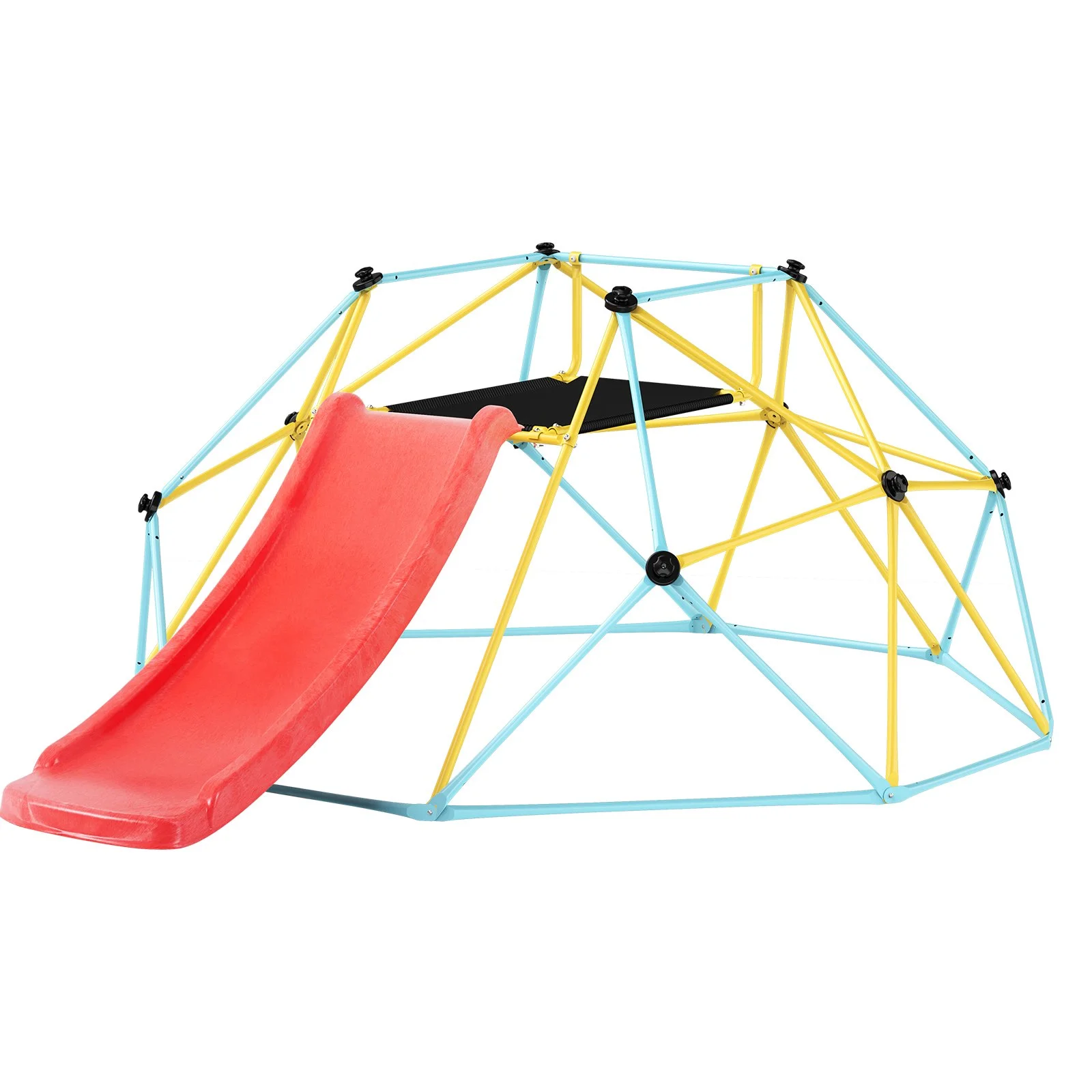 VEVOR 8FT Geometric Dome Climber with Slide for Kids 3-9, Supports 600LBS, Easy Assembly, Climbing Grips - Indoor & Outdoor Play Equipment