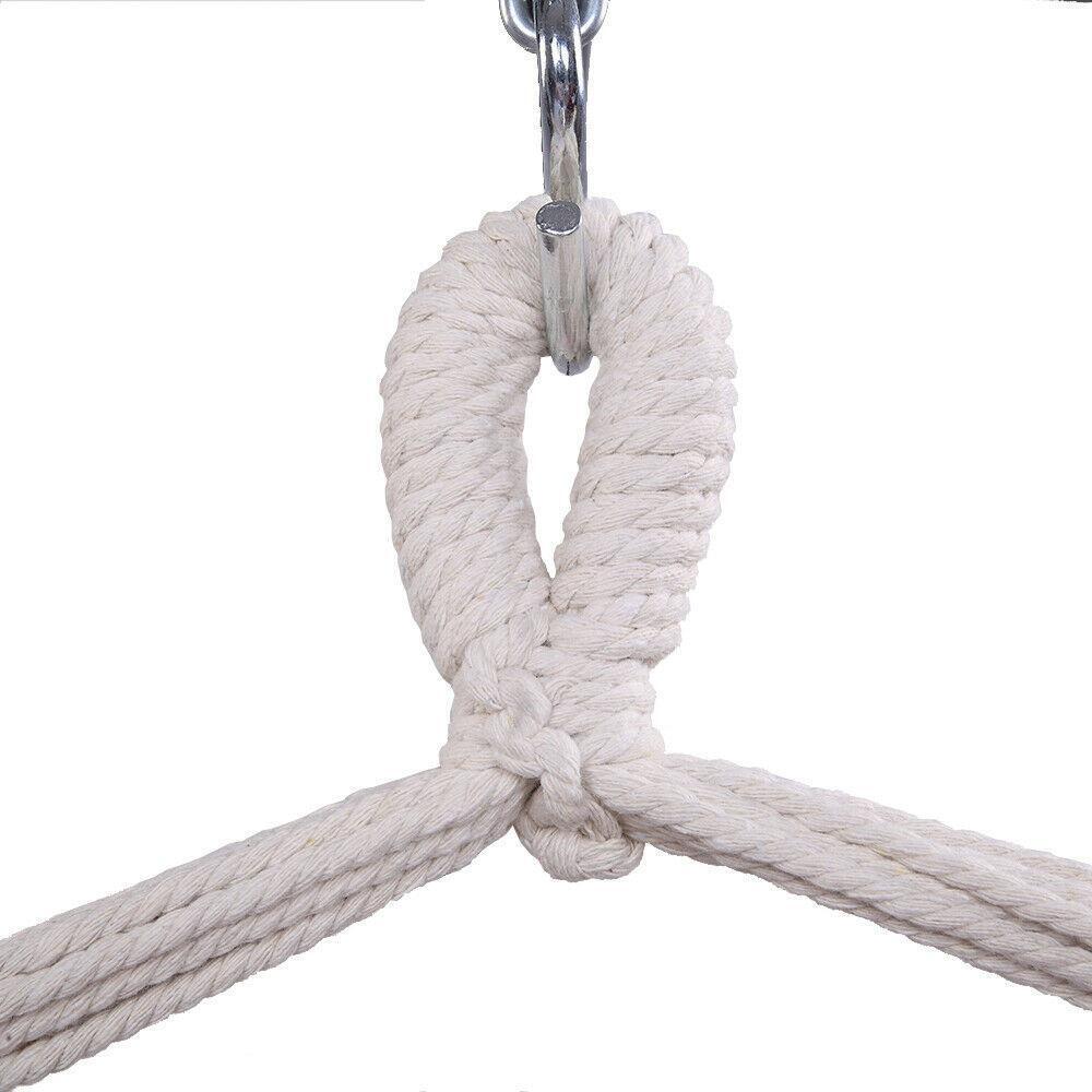 Hammock Hanging Rope Chair Swing Seat Patio Seating Wooden /w 2 Pillows Beige US