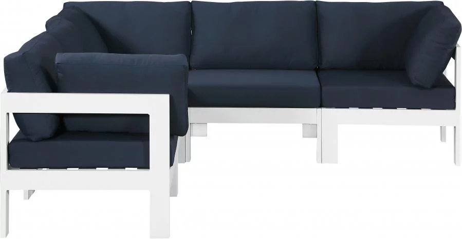 Outdoor Navy Aluminum Modular 5-Seats Sectional 375Navy-Sec5B Meridian Nizuc