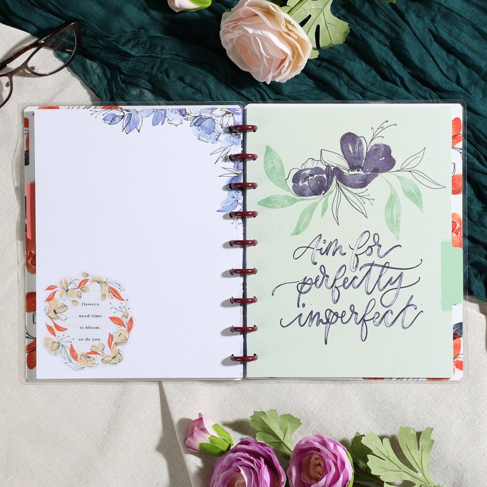 Happy Planner 60 Page Dot Lined Notebook with 3 Dividers, Peggy Dean, Classic Sized 9.25” x 7”
