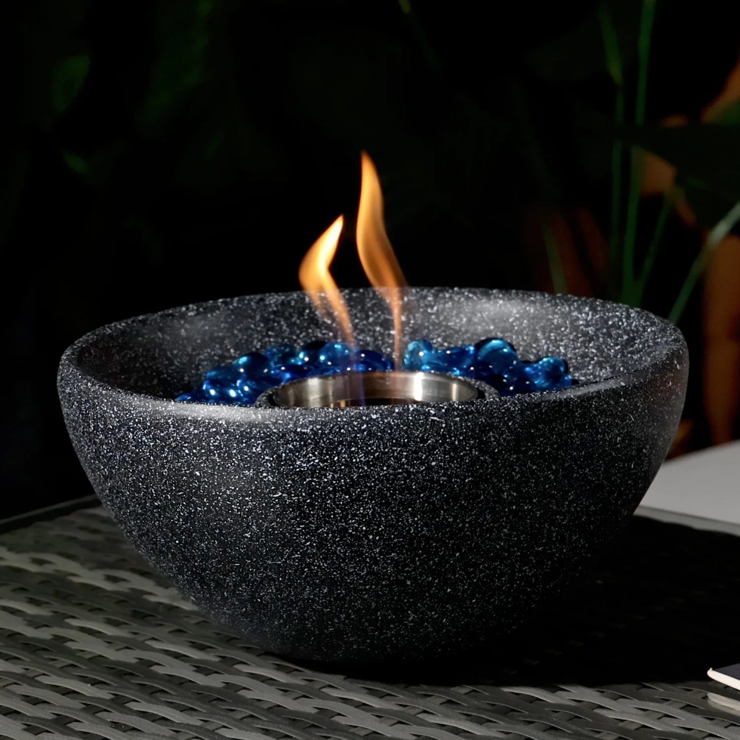 Tabletop Fire Pit Black  Table Top Fire Bowl Outdoor & Indoor Portable Ethanol Fireplace Alcohol Fire Pot