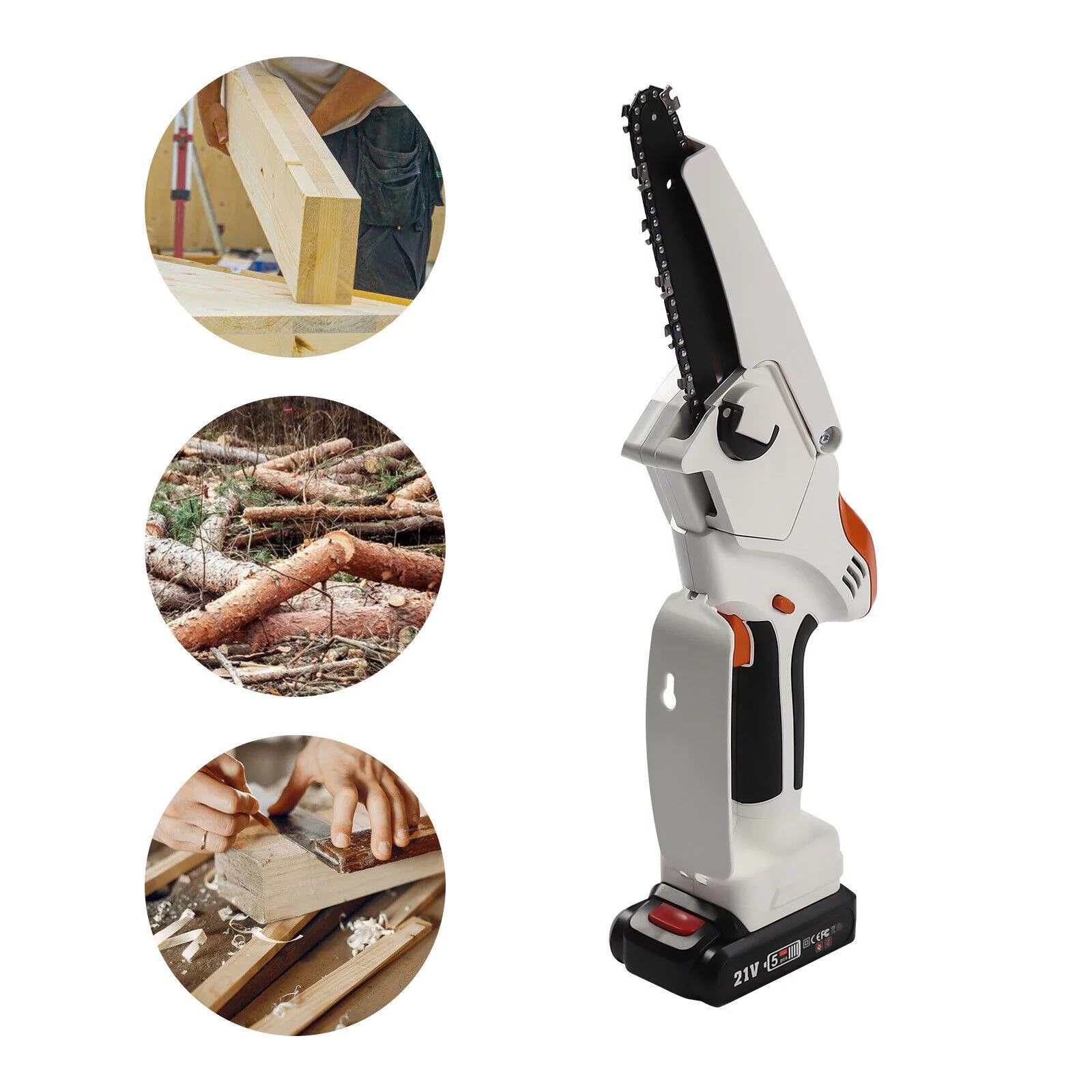 Portable Chainsaw, Cordless Handheld Power Chain Saws Small Electric Chainsaw 6000rpm