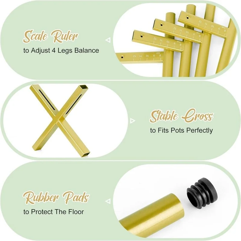 Gold Plant Stands Fit 8 to 12 Inches Pots