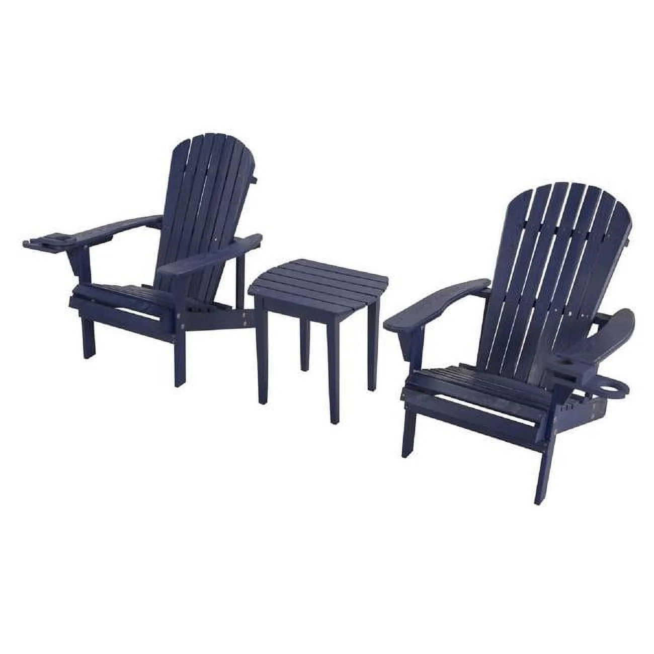 W Unlimited Earth 3 Piece Wooden Patio Adirondack Conversation Set in Navy Blue