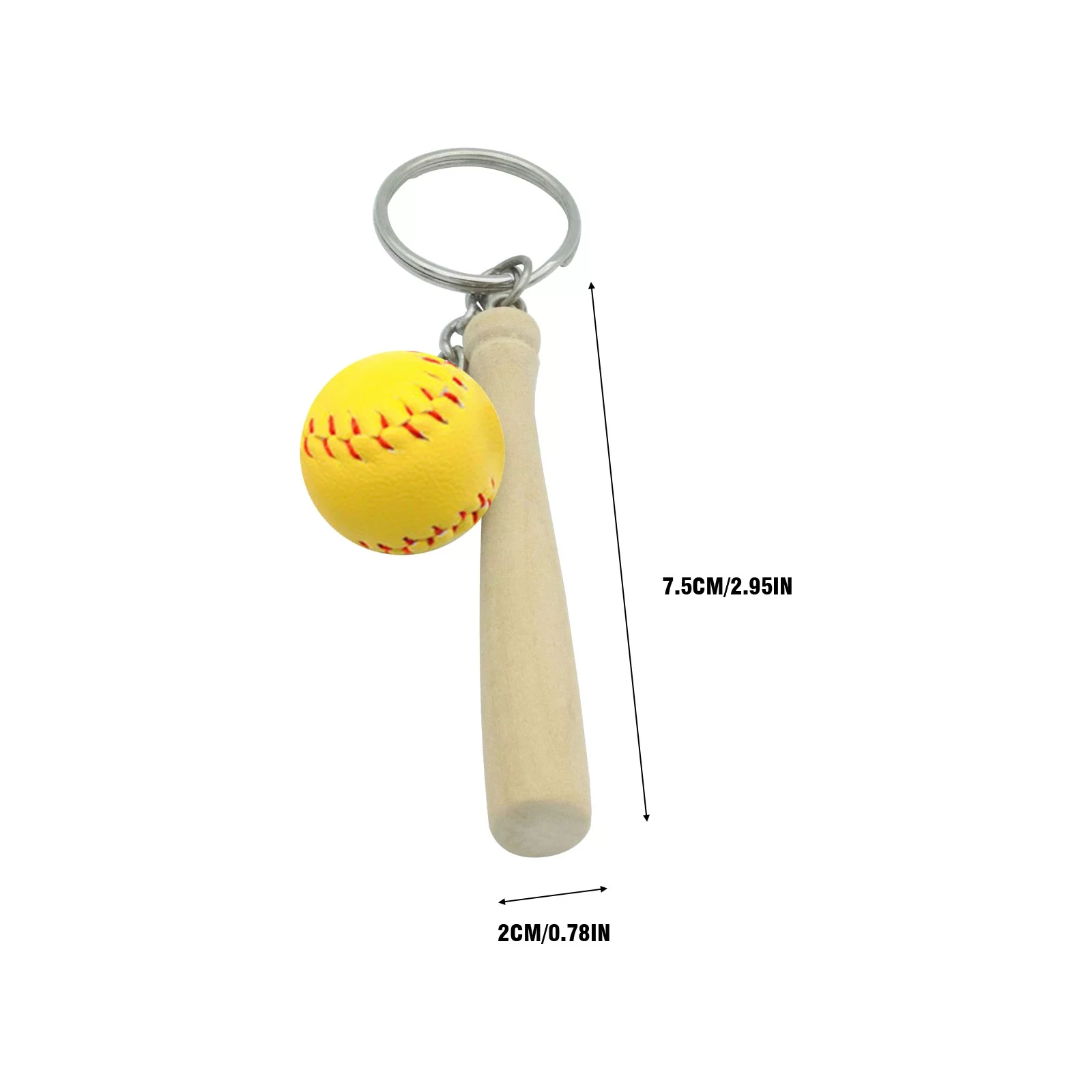 GuLuBin Key Flower Softball Baseball Key Ring Pendant American Baseball Small Ball Long Stick Key Ring Accessory Crafts