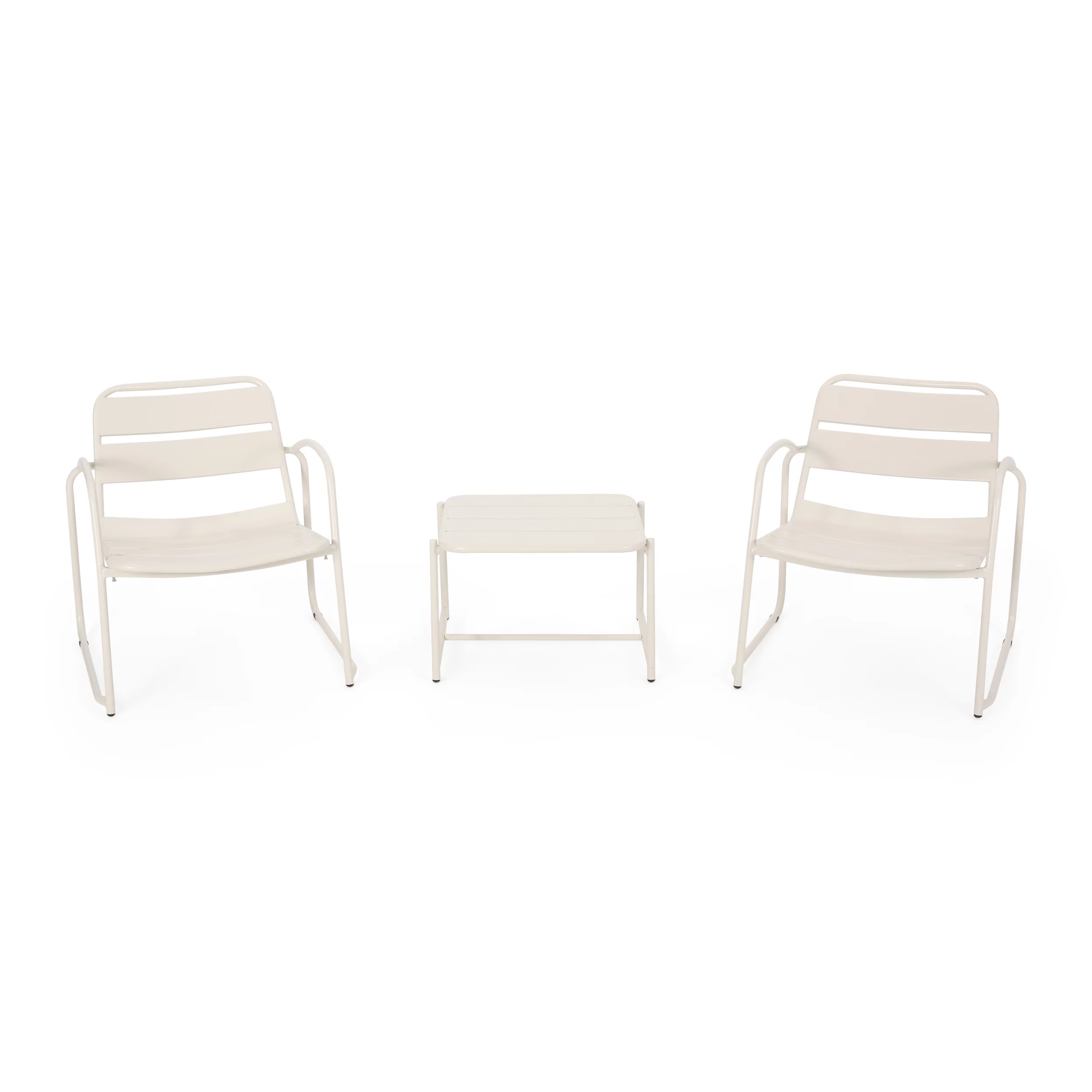 Crowningshield Outdoor Modern 2 Seater Chat Set, Matte White
