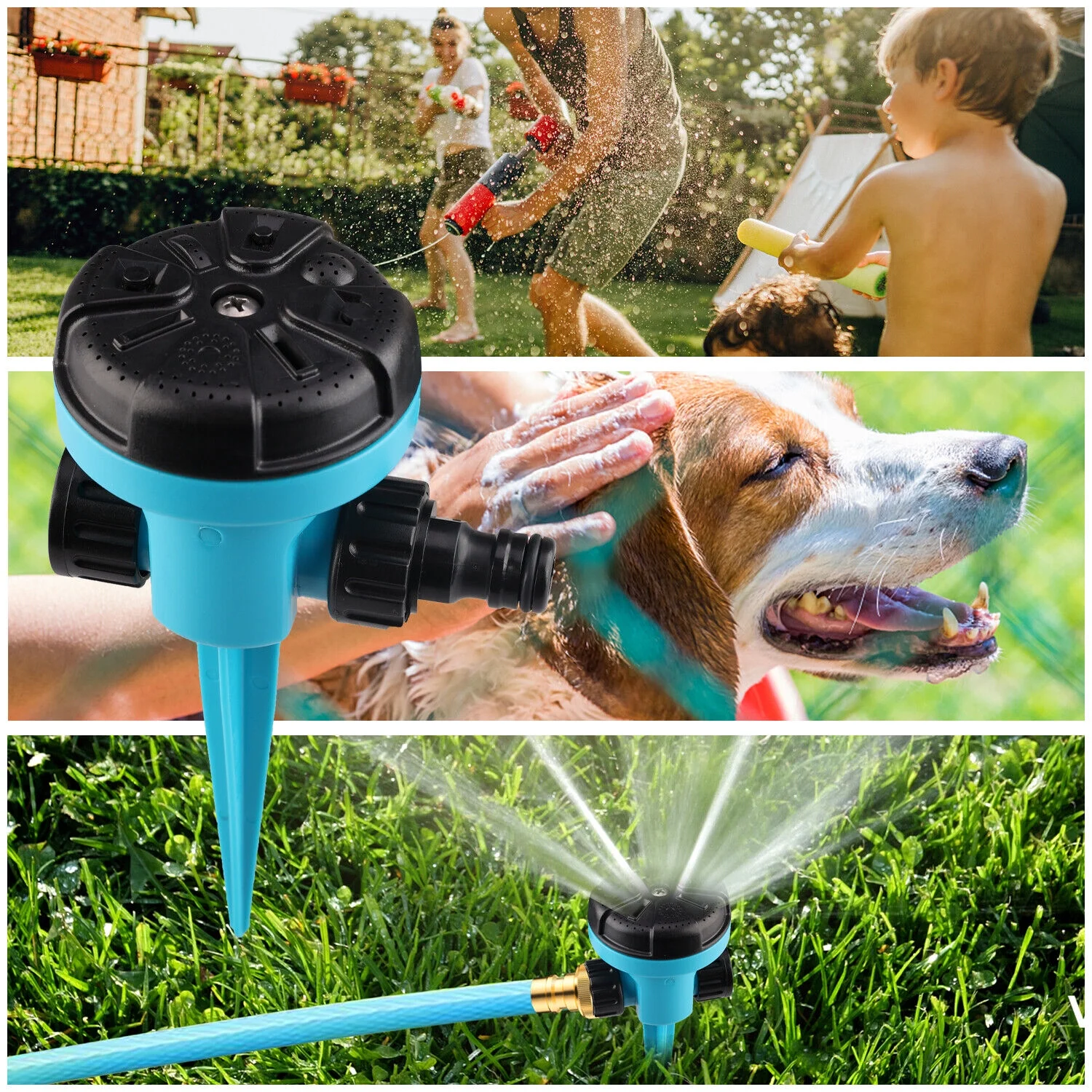 Garden Lawn Sprinkler 3Auto Spray Grass Watering Irrigation System Patio Yard