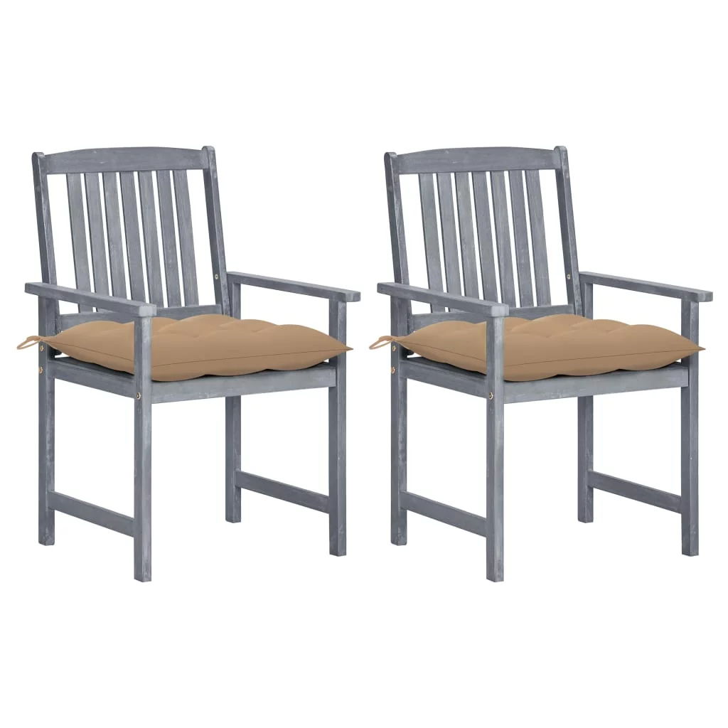 Walmeck Patio Chairs with Cushions 2 pcs Gray Solid Acacia Wood