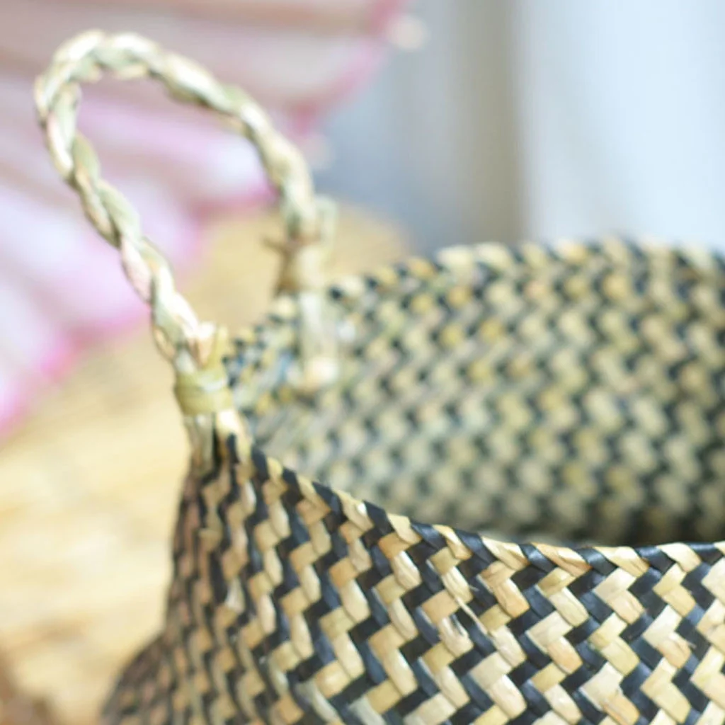 Seagrass Wicker Basket Flower Pot Folding Basket Basket Storage Decoration Small Ceramic Flower Bulk round Flower for Indoor Tall Flower Stand Outdoor Succulent Flower Indoor Flower Pot