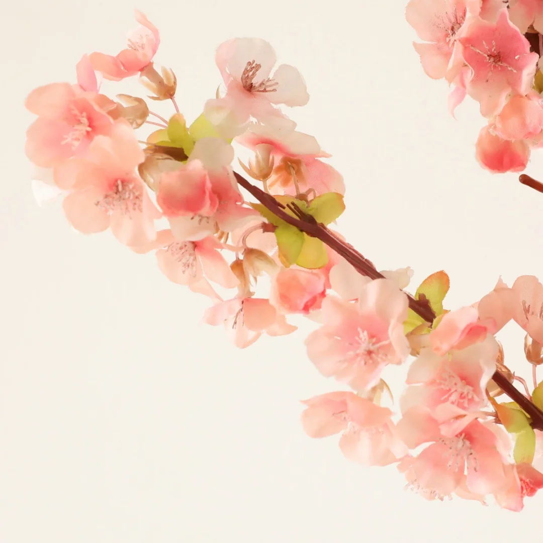 Nvzi -b Silk Cherry Blossom Branches, 39.3 Inch Artificial Cherry Blossom Stems, Fake Plum Flower Arrangement for Wedding Home Japanese Decoration, Set of 3, White