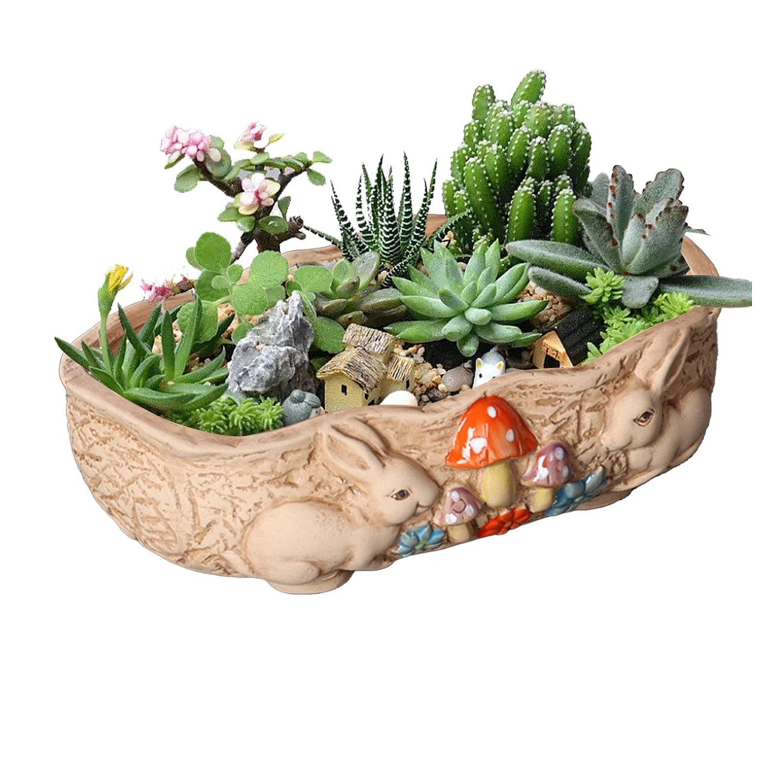 Meaty Flower Pot Ceramic Big Flower Pot Simple Large Caliber Thick Pottery Meaty Plate Rabbit Flower Pot New Styles