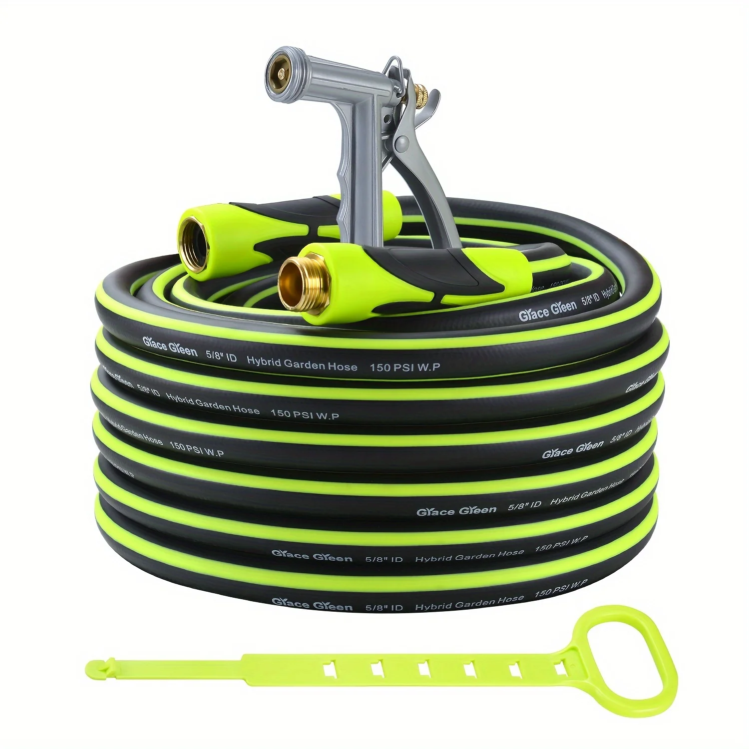 Grace Green Garden Hose, Hybrid 5/8 inch×50FT Water Hose, Both End Swivel, Heavy Duty, Light Weight, Flexible