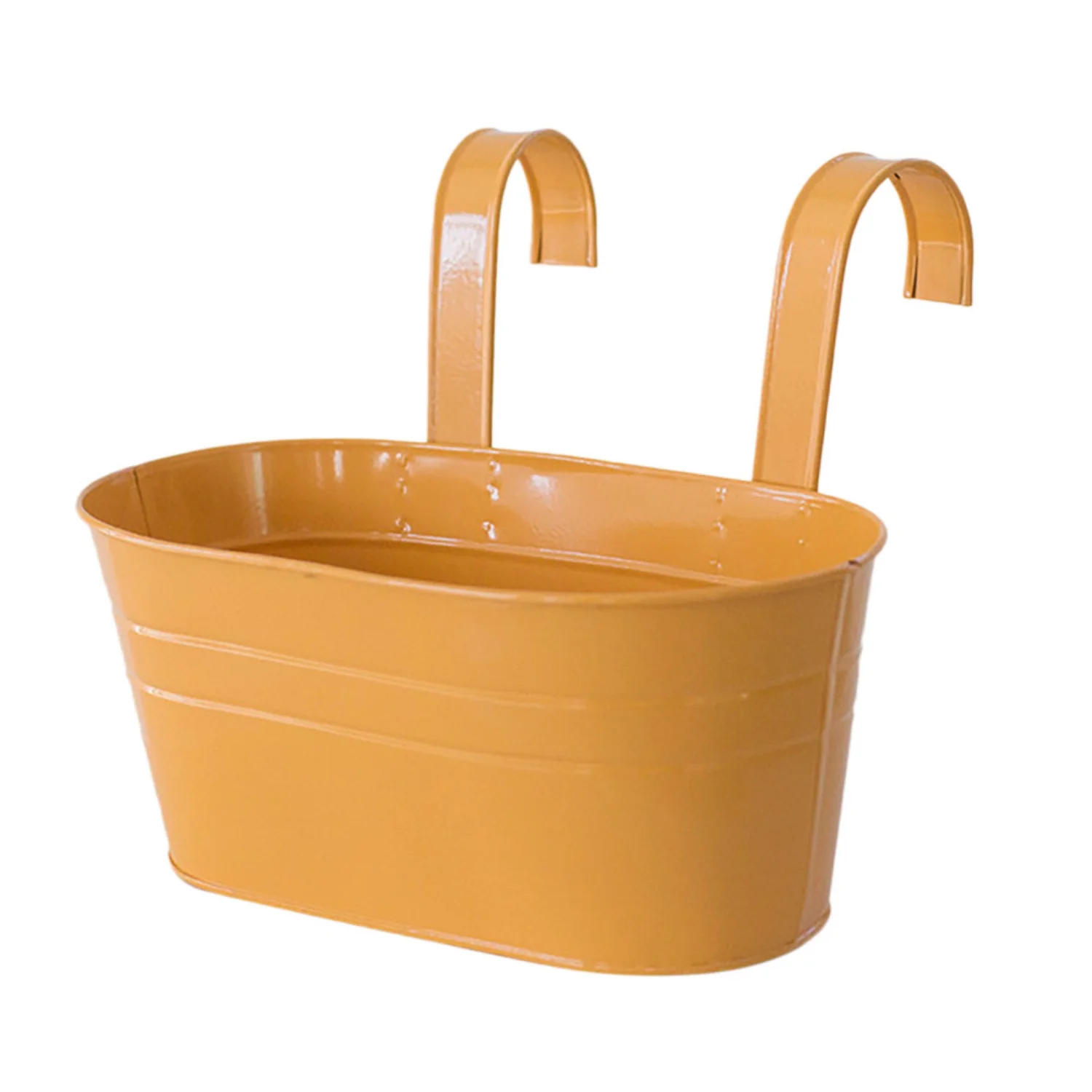 Removable double  removable tin hanging planter  Oval Metal Plant Flower Pot Fence Balcony Garden Hanging Planter Pots