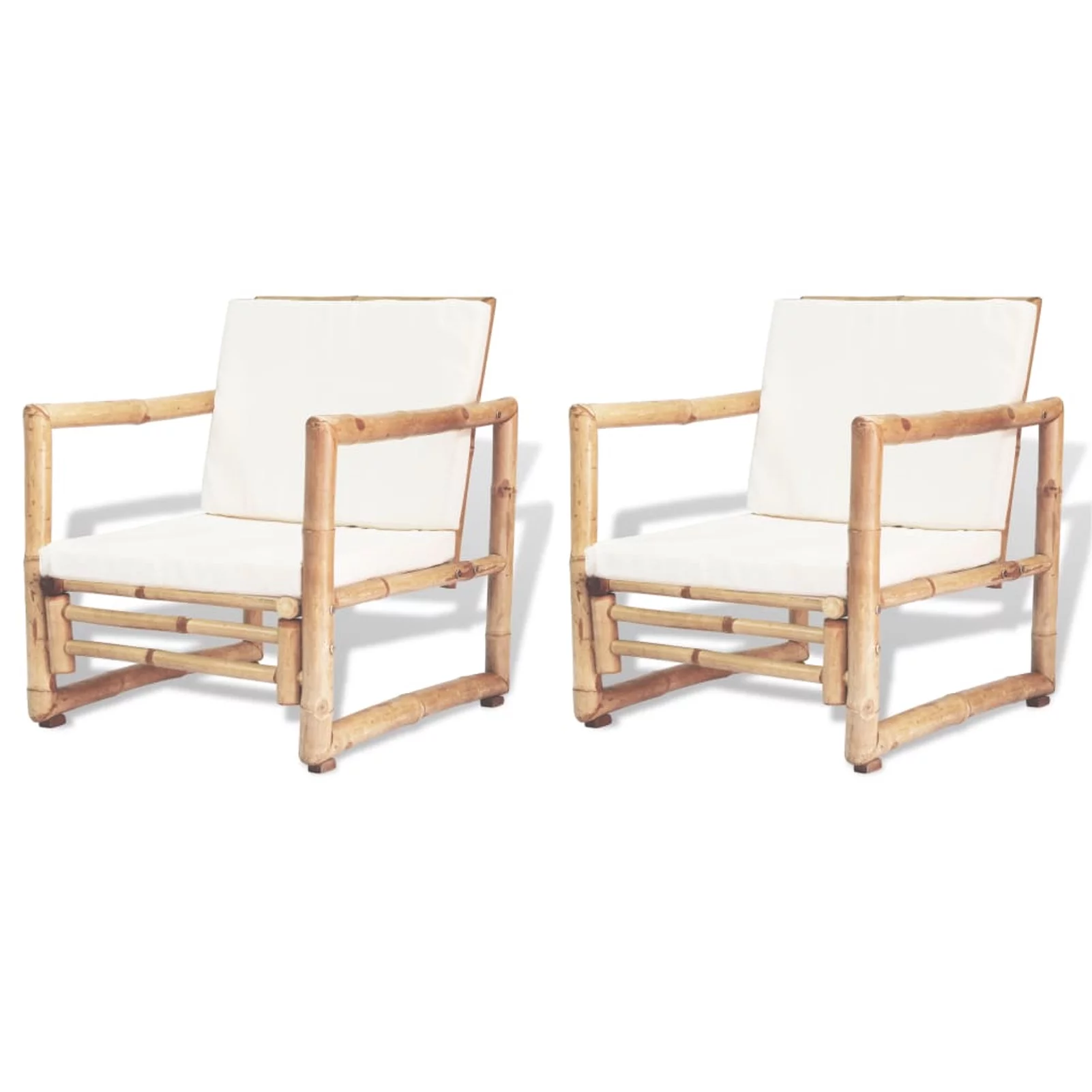 Carevas Patio Chairs 2 pcs with Cushions and Pillows Bamboo