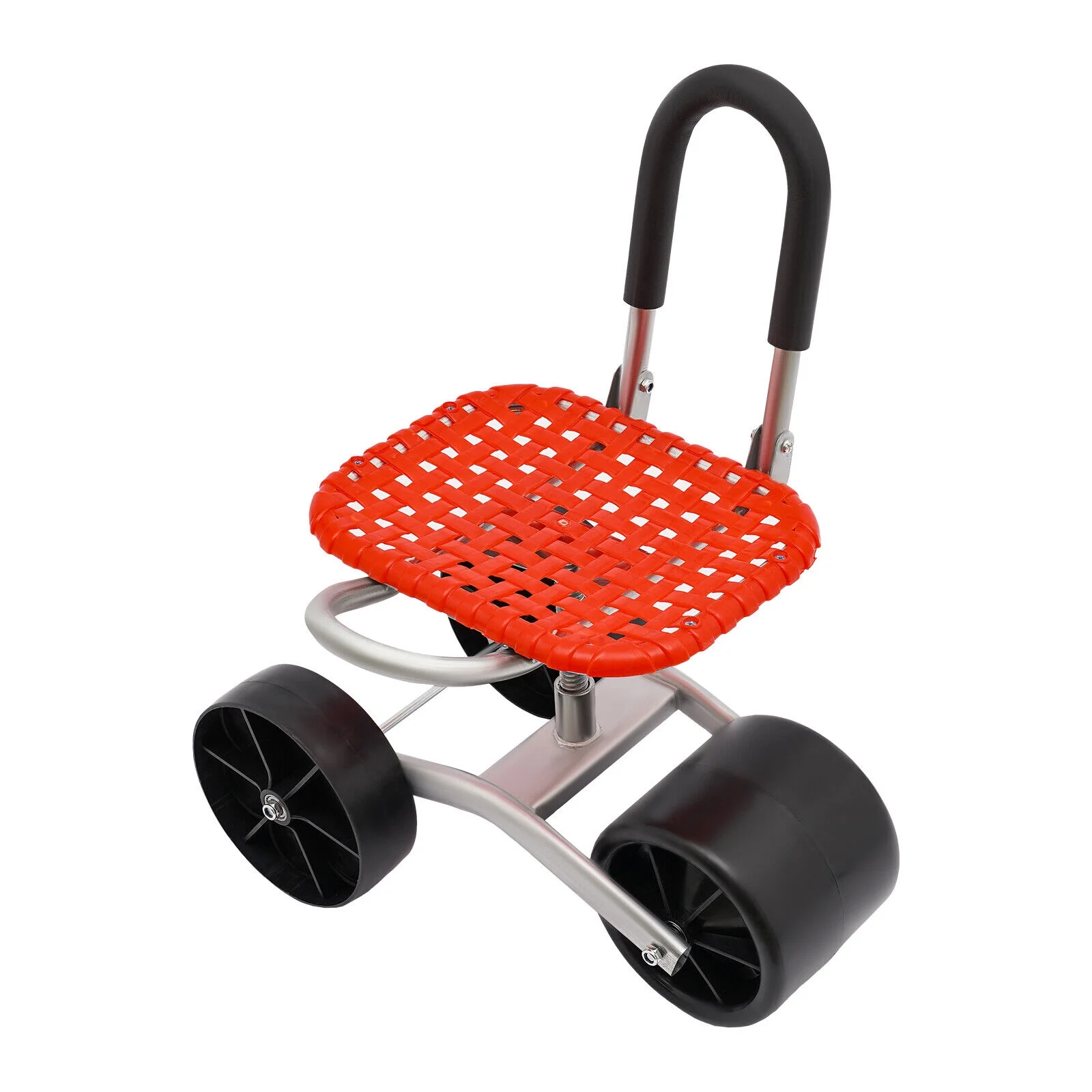 Height Adj. 360° Rotates Gardening Seats W/3 Rolling Wheels Stool Kneeling Pad