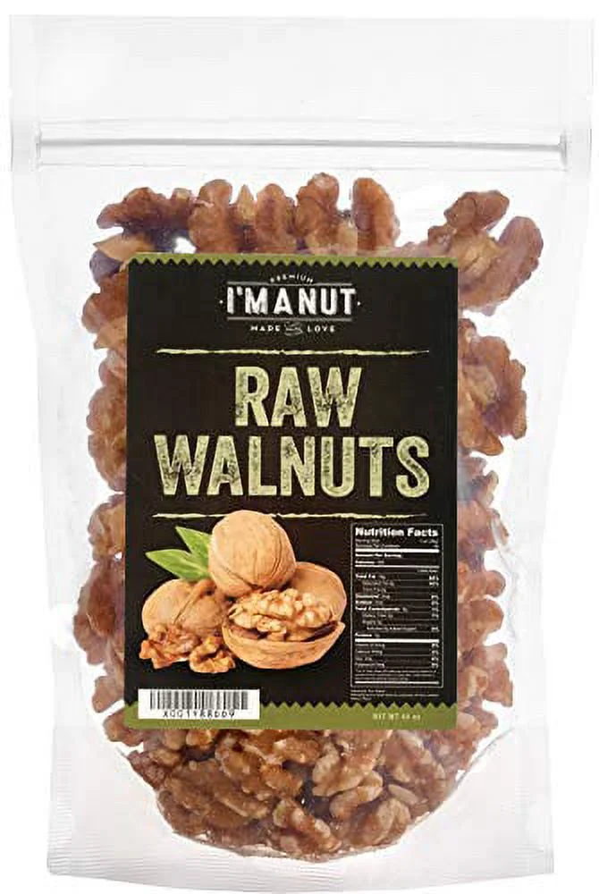 I'M A NUT California Raw Shelled Walnuts-Halves and Pieces-No PPO Non GMO Kosher Vegan-44 oz