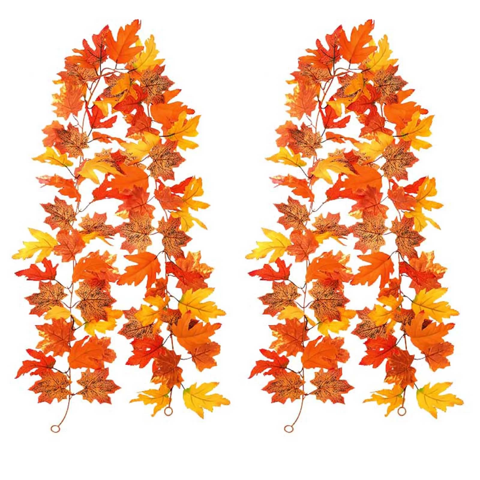 HALJEN Artificial Indoor Small No Pot 2 Pack Fall Garland Maple Leaf Hanging Vine Garland Artificial Autumn Garland Thanksgiving Decor for Home Wedding Party Christmas