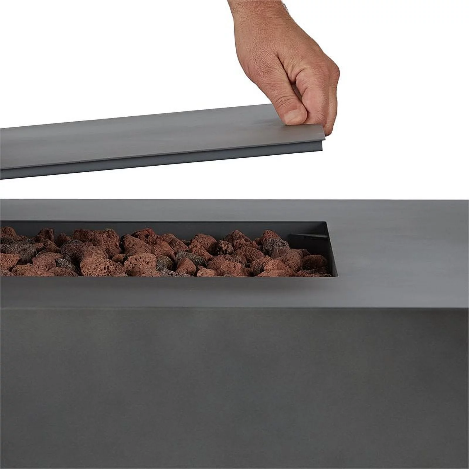 Home Square 4 Piece Set with Rectangle Fire Table Patio Loveseat & 2 End Tables