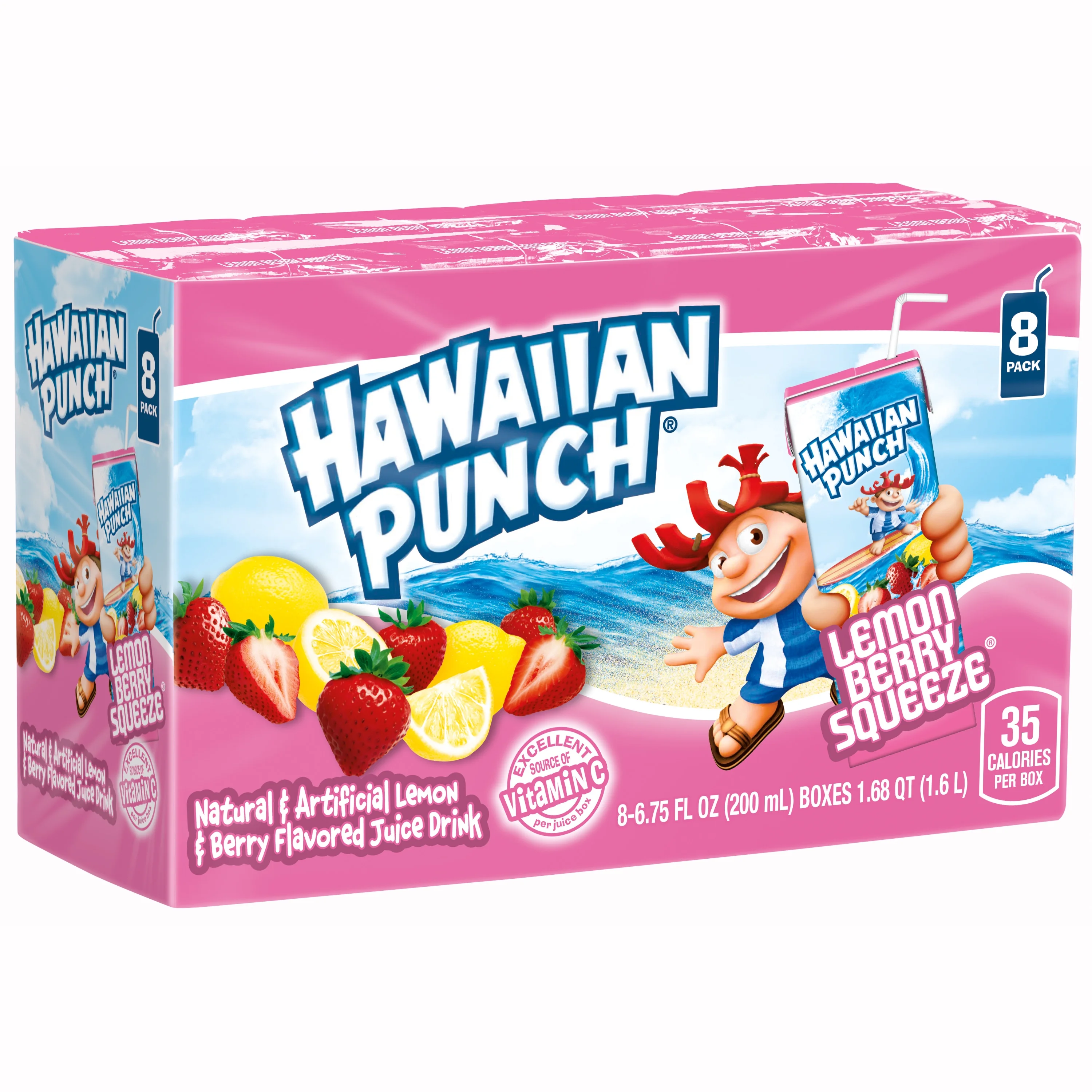 Hawaiian Punch Lemon Berry Squeeze Juice Drink, 6.75 fl oz, 8 Count Boxes