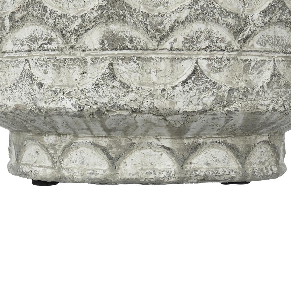 A&B Home Gray Terracotta Planter with Scalloped Pattern Texture 7.9