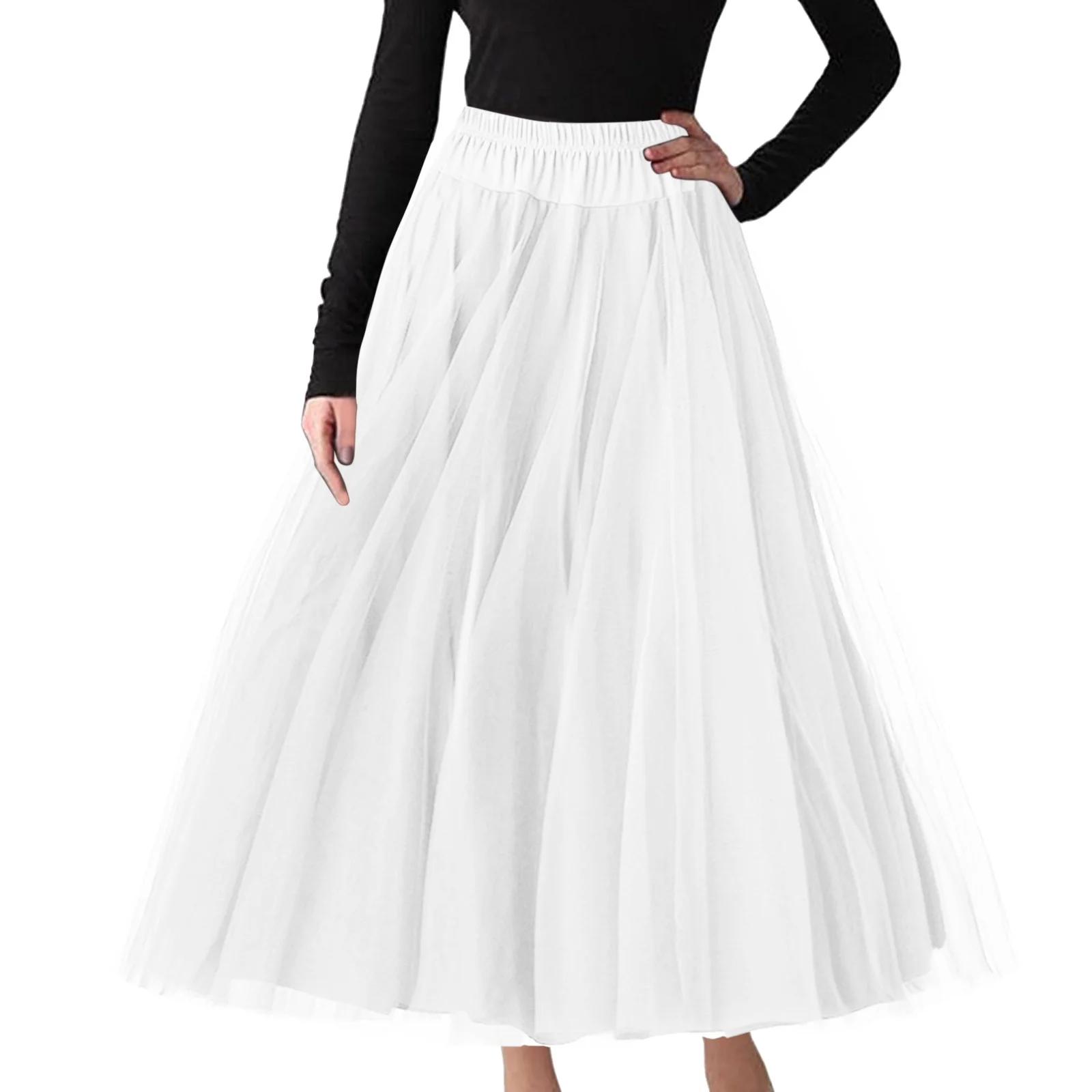 Winter Denim Skirt Tulle Skirt Women Midi Retro Skirt High Waist Tutu Skirt Long Dress Tulle Underskirt Fancy Dress Women'S Skirts Size 16