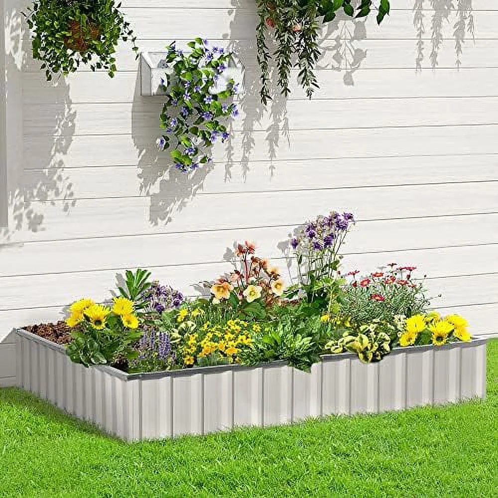 X 3' X 1' Raised Garden Bed, Galvanized Metal Planter Box For Vegetables Flowers Herbs, White