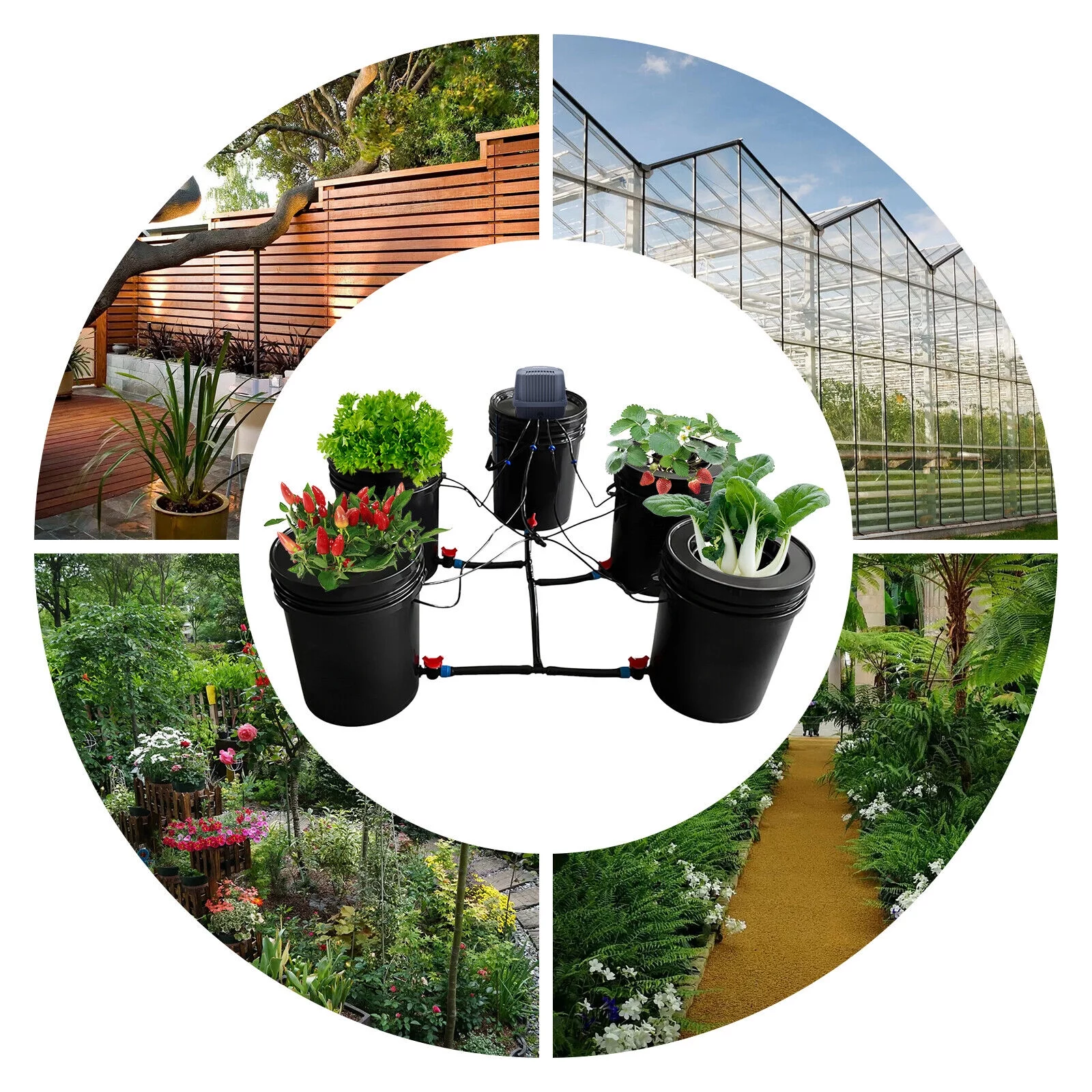 MONIPA In/Outdoor Multi Barrel Hydroponic Machine Drip Irrigation System Reservoir Kit