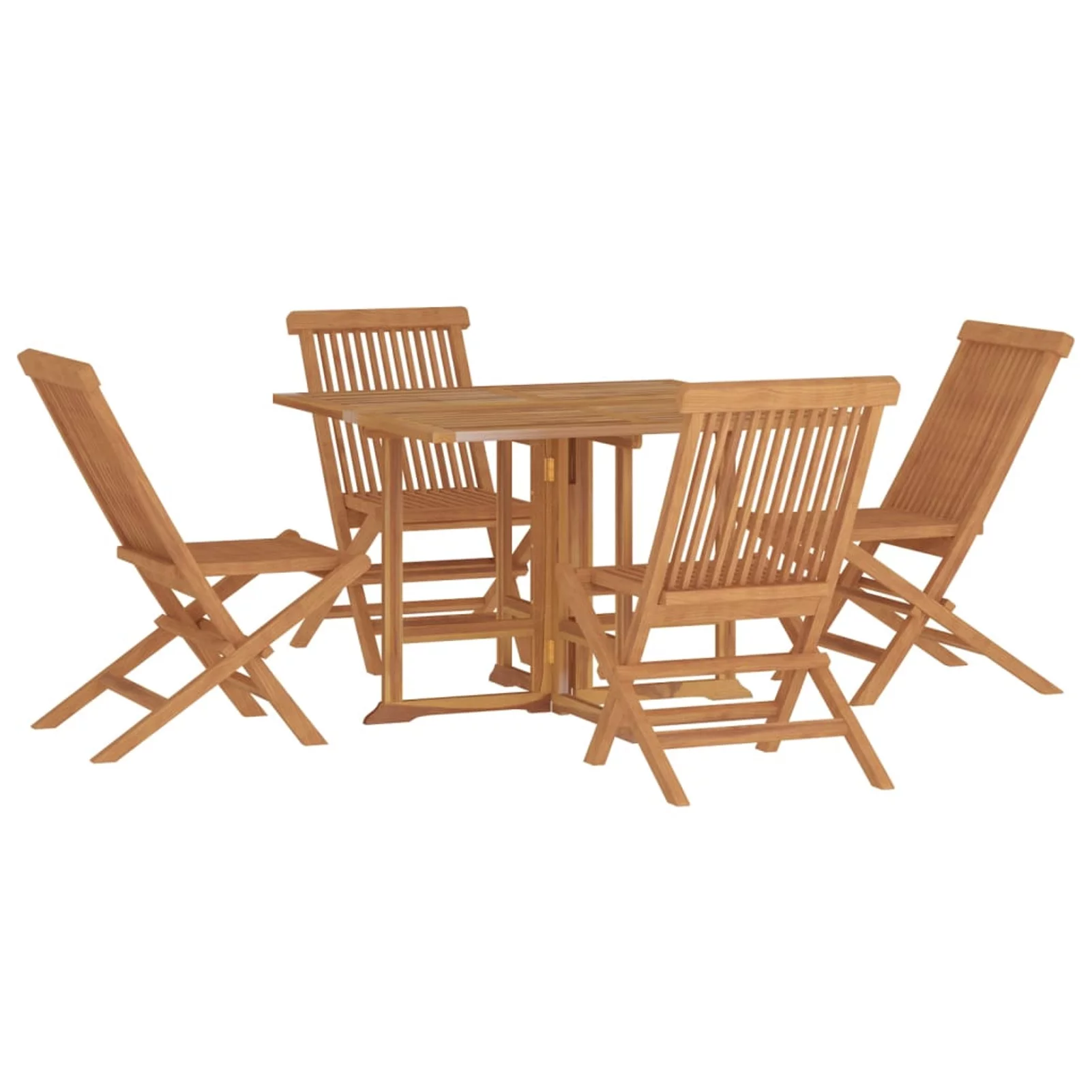 Aibecy 5 Piece Folding Patio Dining Set Solid Wood Teak