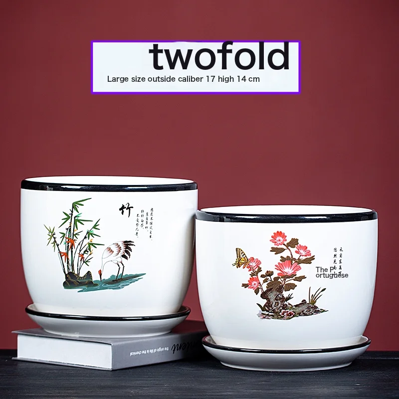 Flower Pot Ceramic Large Cartoons Green Dolo -Large Small Small Succession Plastic Flower Plant 303-Twinbird + Big Red Flower (2) Large Ceramic