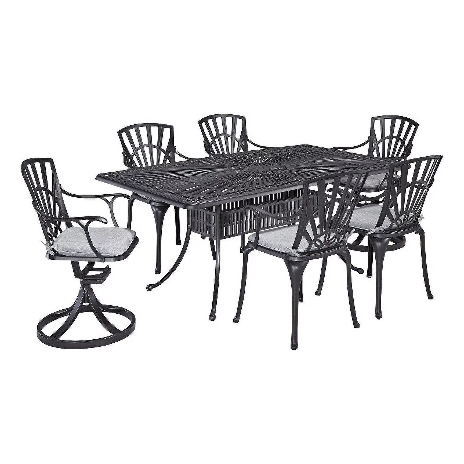 Afuera Living Traditional Aluminum 7 Piece Outdoor Dining Set in Charcoal