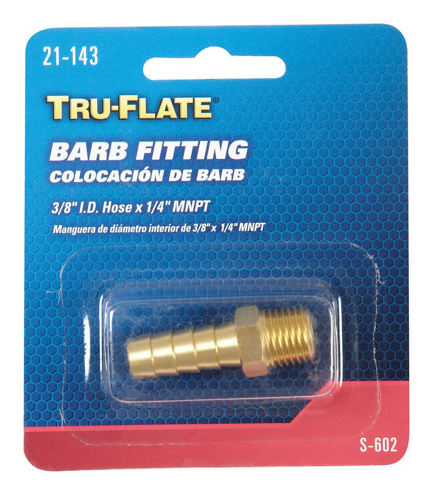 1 Pc, Tru-Flate Brass Barb Hose Fitting 3/8 Male 1 Pc