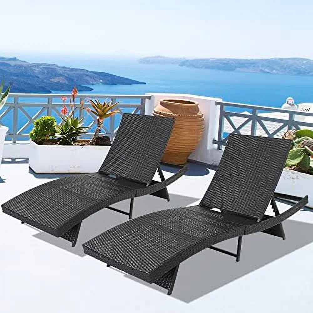 DIKTESSE Paito Chaise Lounge Chairs  PE Rattan Wicker Patio Pool Lounge Chair with 6 Adjustable Positions and Soft Cushion for Poolside Backyard Deck Porch Garden Beach (Blue)