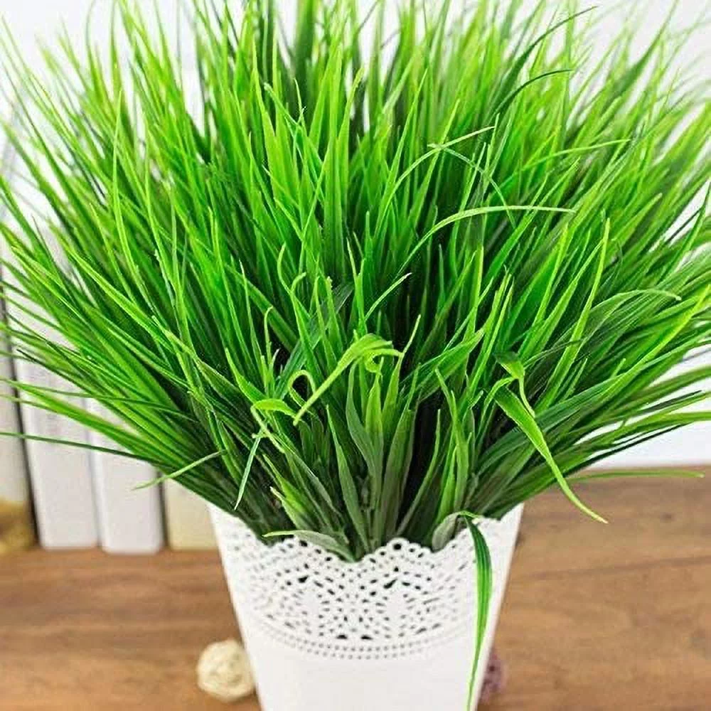 NAMZI Artificial Outdoor Plants, AngleLife 4pcs Fake Plastic Greenery Shrubs Wheat Grass Bushes Flowers Filler Indoor Outside Home House Garden Office Decor