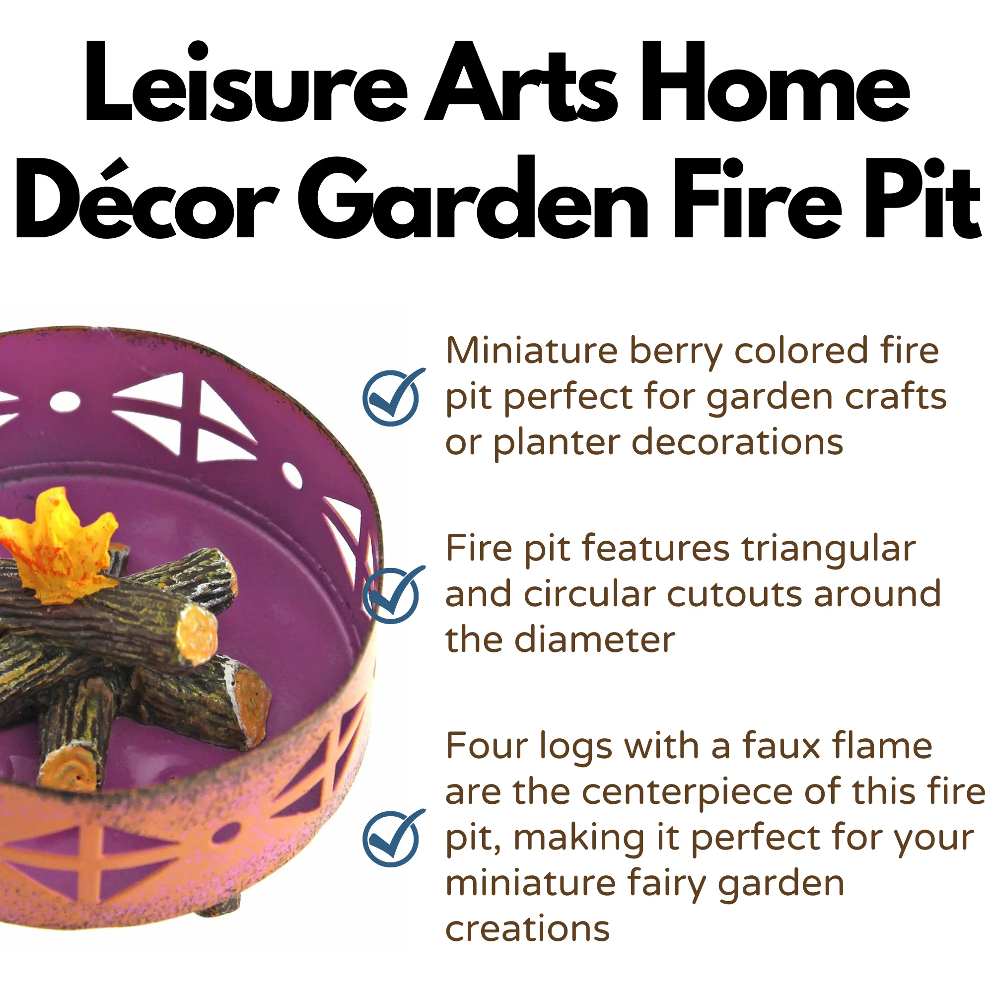 Leisure Arts Fairy Garden Fire Pit - Fairy Garden, Fairy Garden Accessories, Fairy Garden Kit, Fairy House, Fairy Garden Decor, Fairy Garden House, Fairy Garden Accessories Outdoor