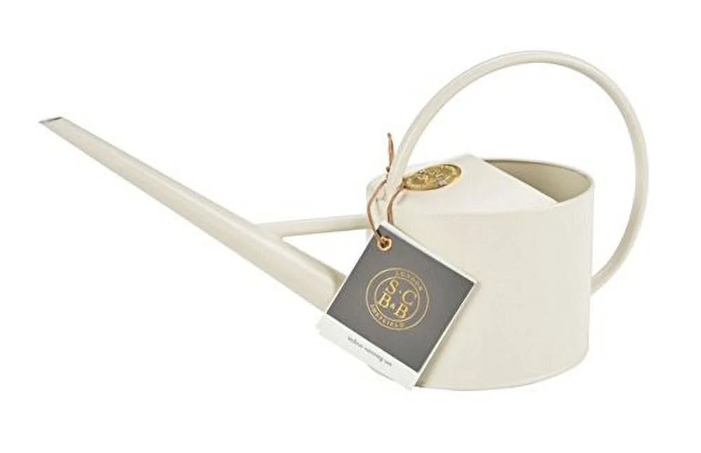 Burgon & Ball Coated Galvanised Steel Long Reach Indoor Watering Can in Buttermilk Cream
