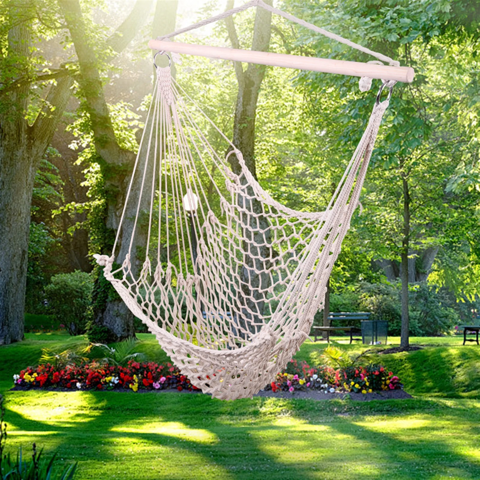 1pcs Hanging Rope Chair,Beige