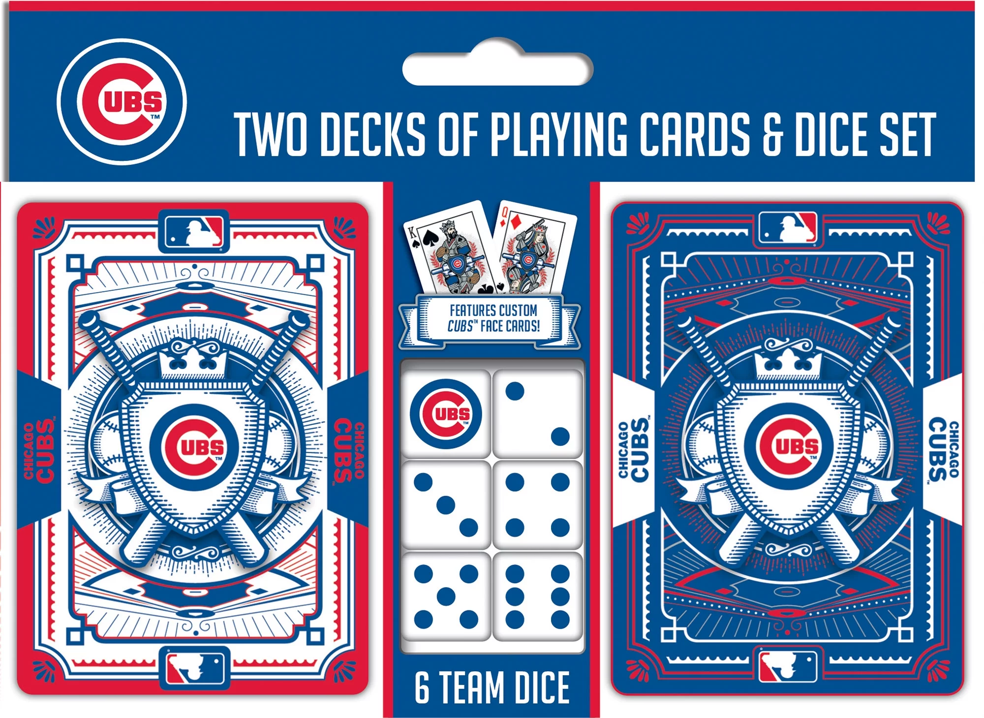 MasterPieces Officially Licensed MLB Chicago Cubs 2-Pack Playing cards & Dice set for Adults
