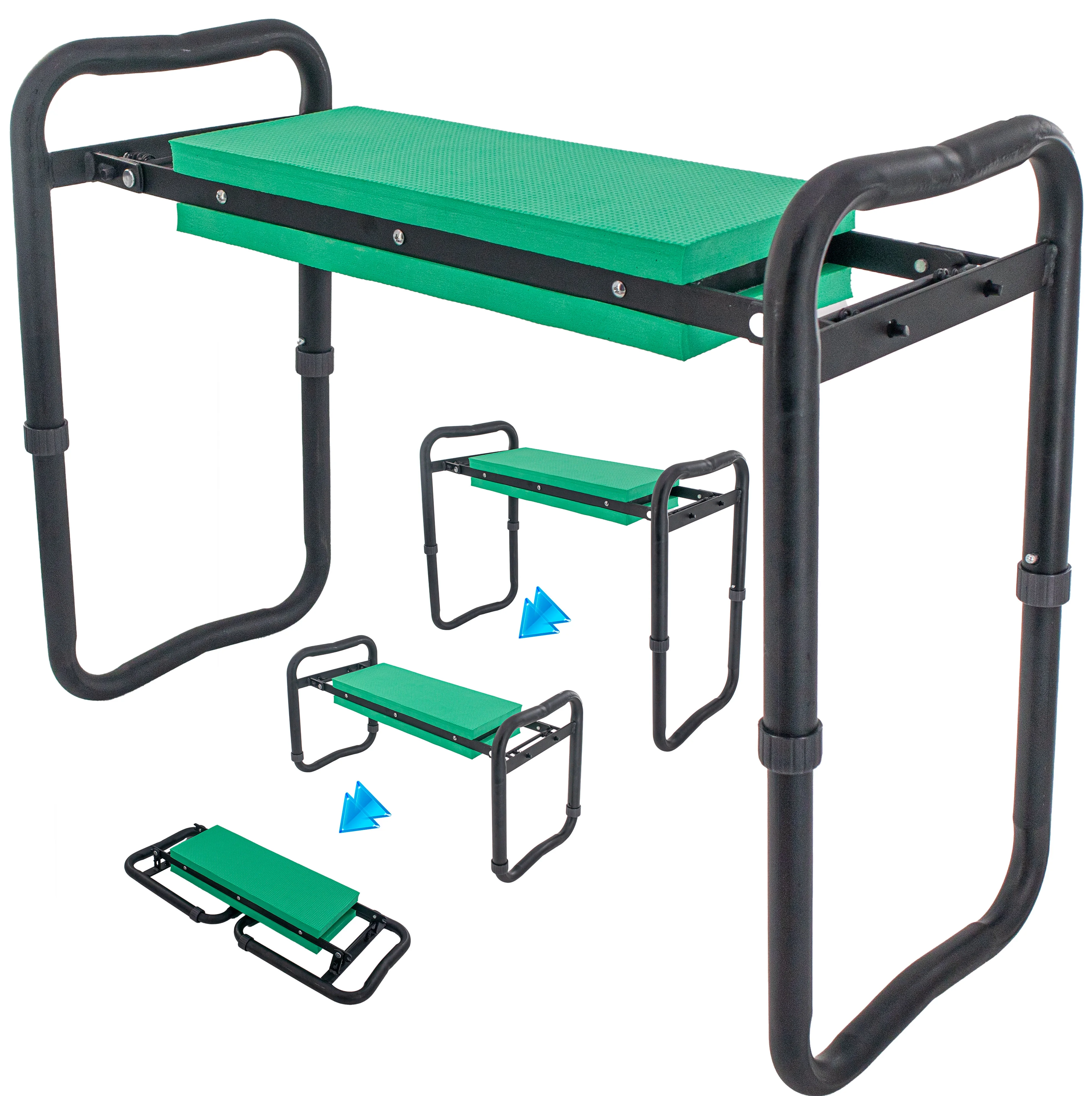 Adjustable Garden Kneeler & Seat w/ Handles - Foldable Portable Garden Stool w/ Thick Foam Pad, Multi-Purpose Gardening Bench for Kneeling & Sitting, Ideal for Outdoor Patio, Yard, and Lawn