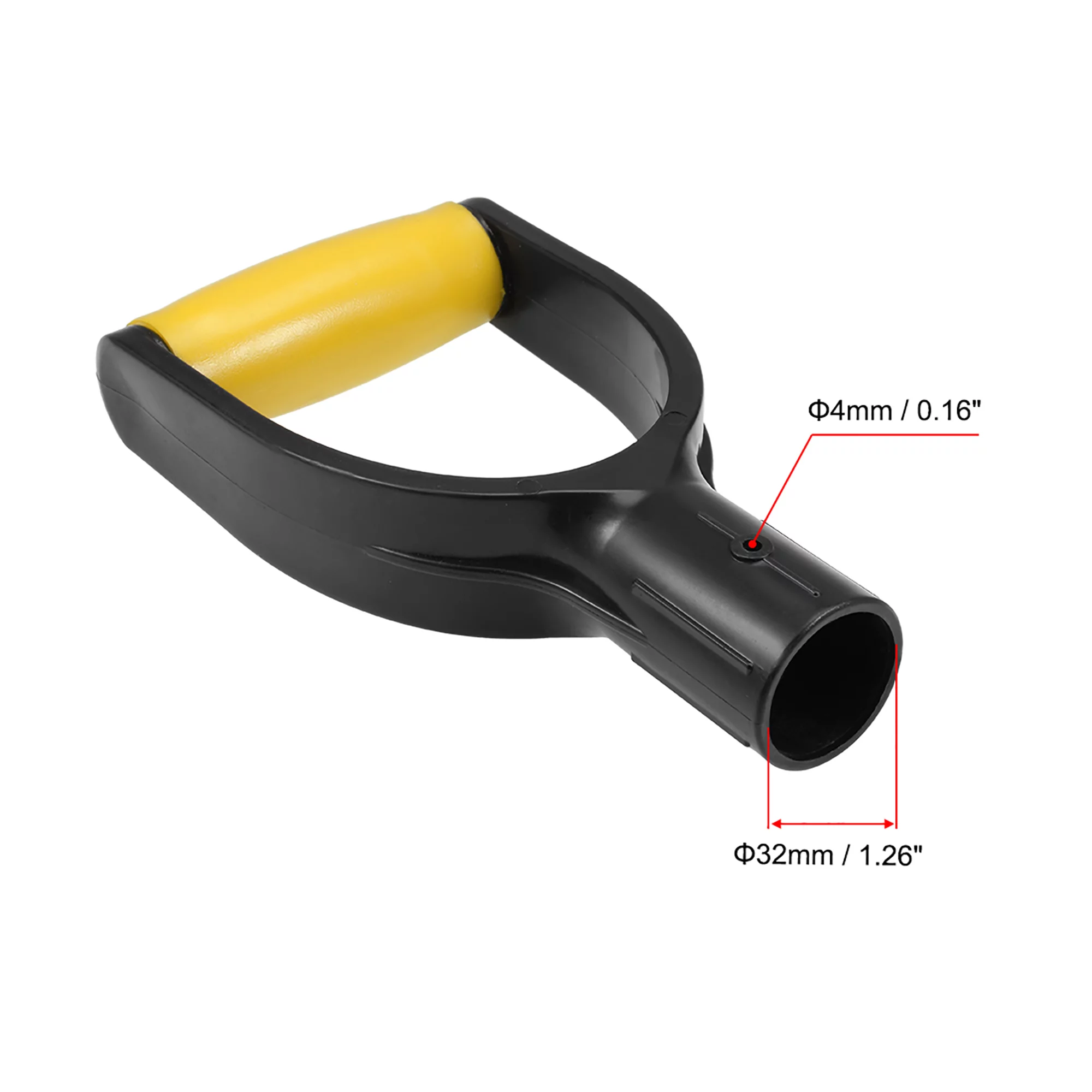 Uxcell 1.26'' Shovel D Grip Handle  Inner Dia PVC for Digging Raking Tools Yellow 1pcs