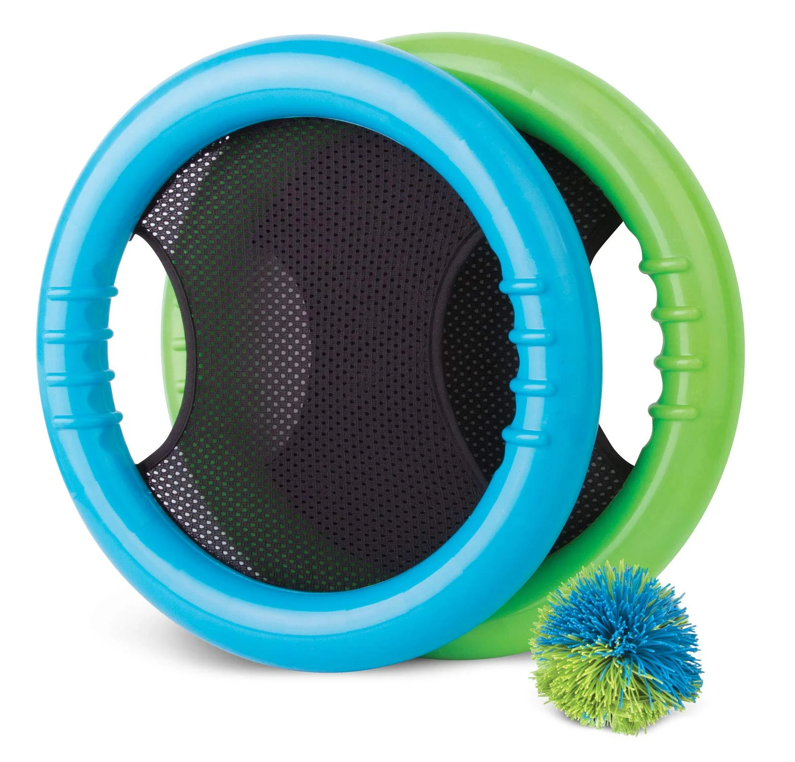 Toss and Catch Ball Set - Best Outdoor Games for Kids to Practice Hand Eye Coordination - Beach Paddle Ball That’s Easy to Play and Fun For All Ages - 2 Mesh Paddles and One Koosh Ball Included