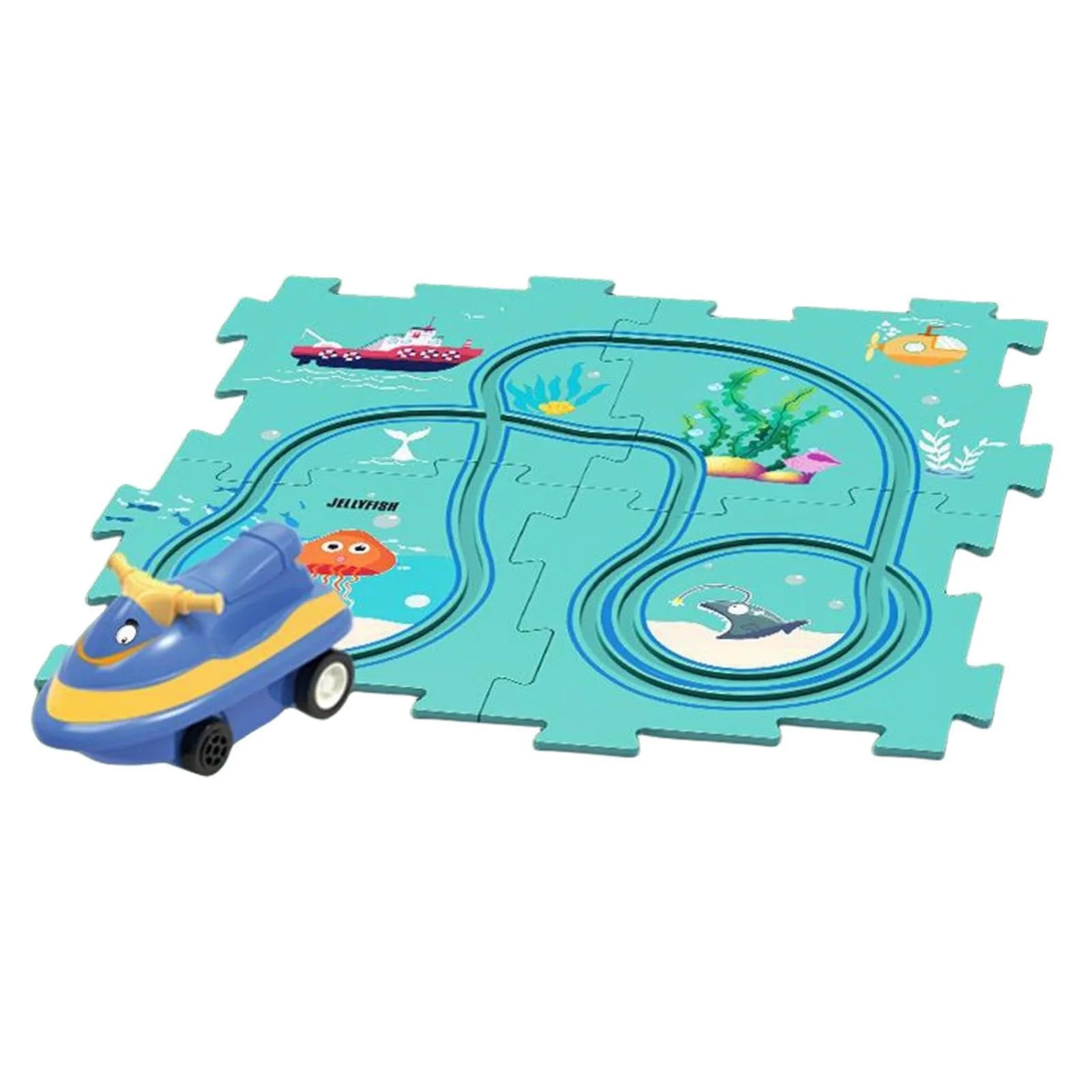 pdqouc Racing Tracks Toys for Boys Car Track Puzzle Play Set Race Vehicle Puzzle Board DIY Assembling Electric Trolley Montessori Toys for Kids