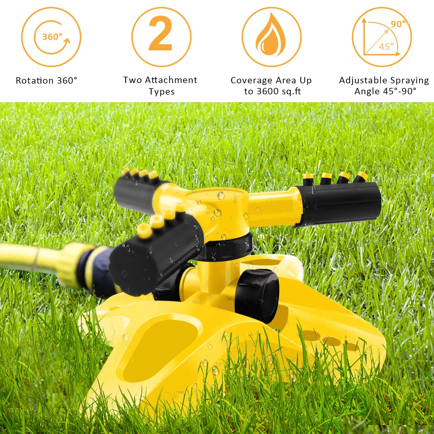 Garden Lawn Sprinkler 3Auto Spray Grass Watering Irrigation System Patio Yard