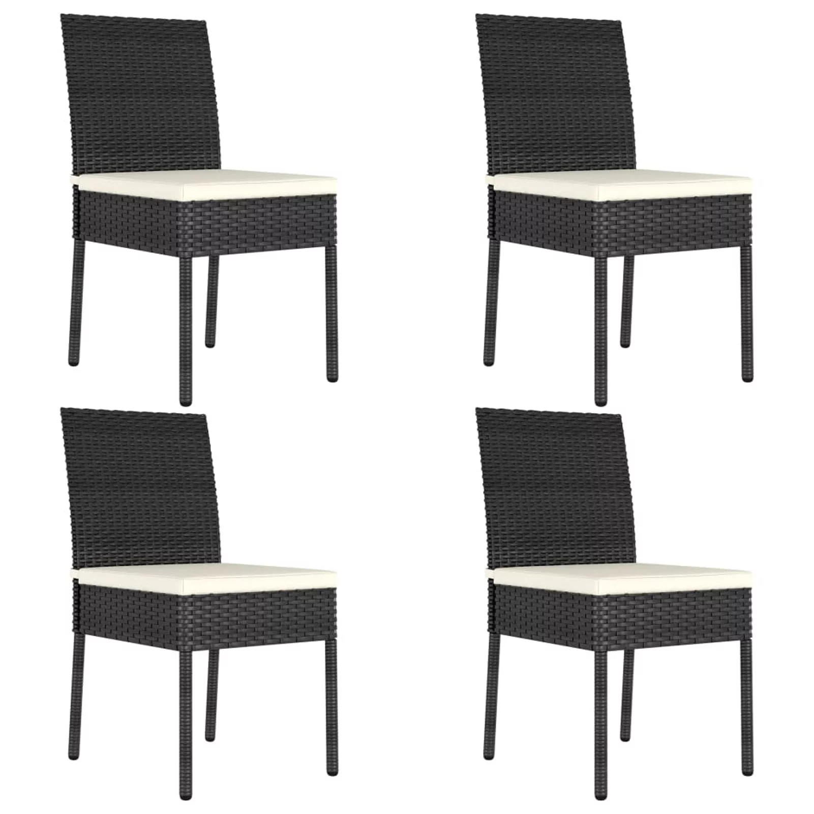Carevas Patio Dining Chairs 4 pcs Poly Rattan Black