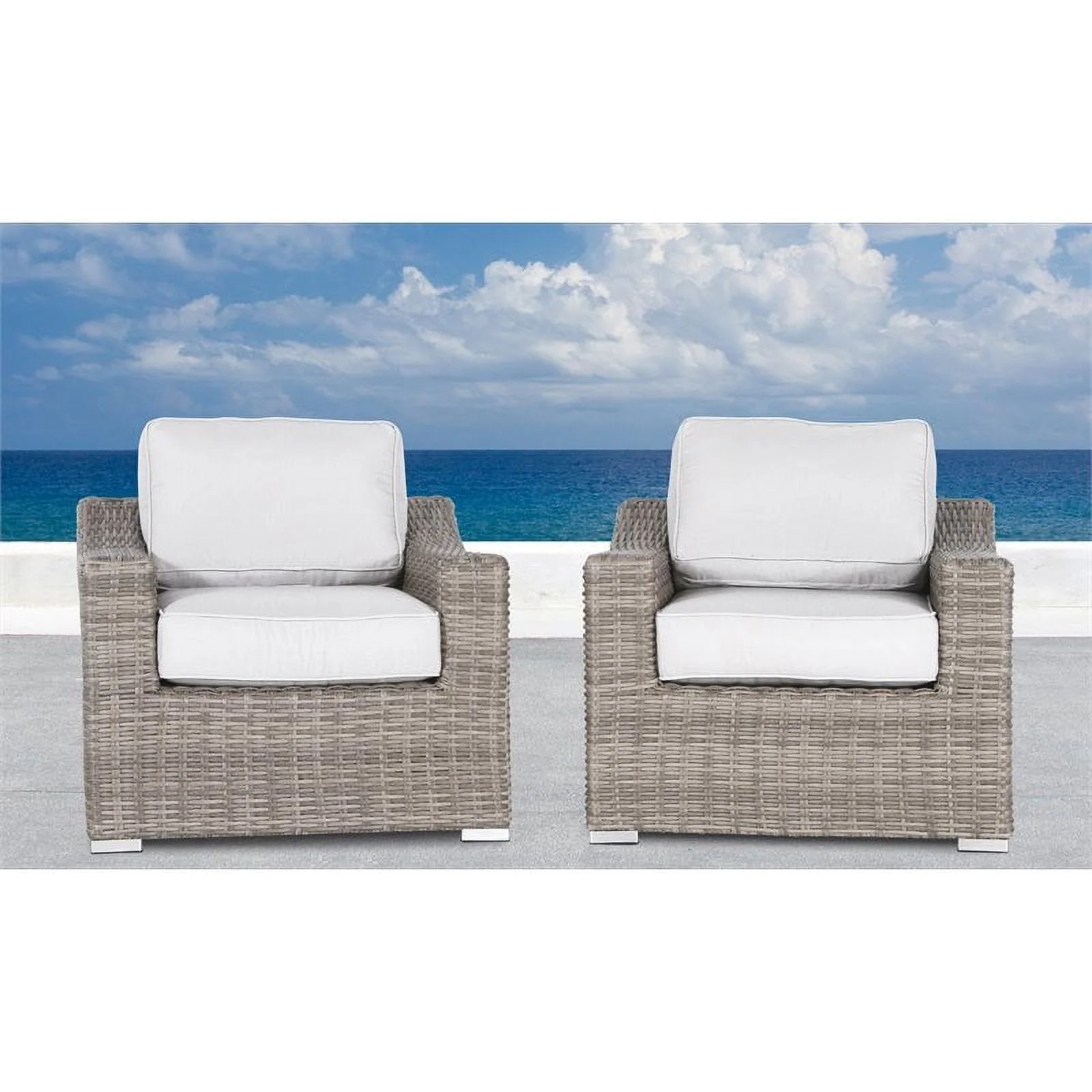 Living Source International Patio Chairs w/ Cushions in Gray (Set of 2)