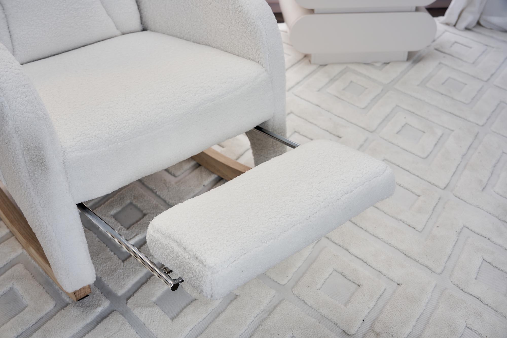 Fabric Nursery Rocking Chair With Adjustable Footrest