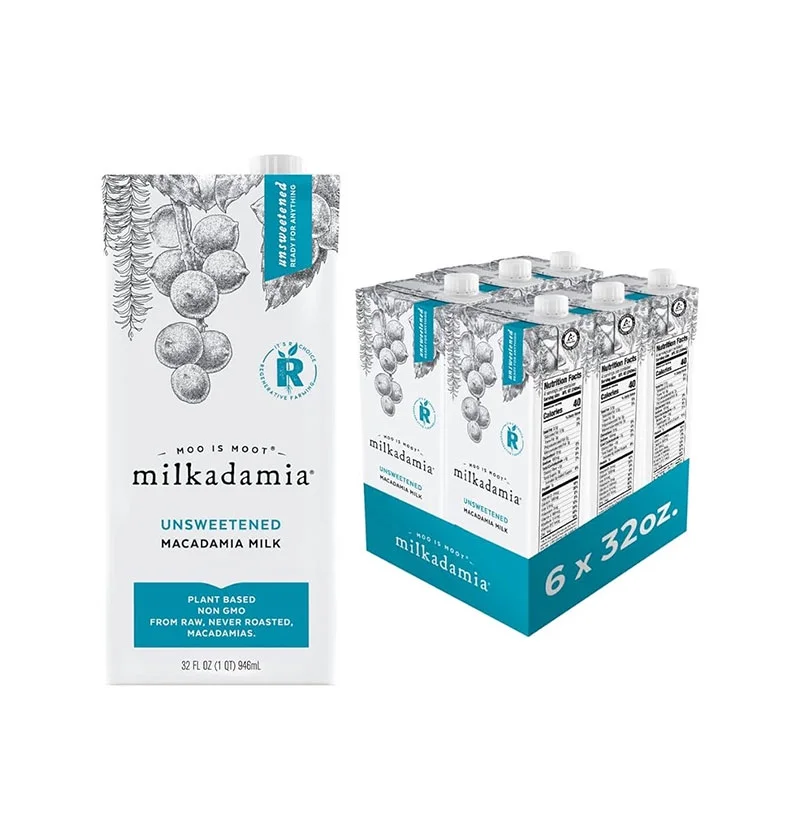 Milkadamia Unsweetened Macadamia Milk, 32fl oz (Pack of 6)