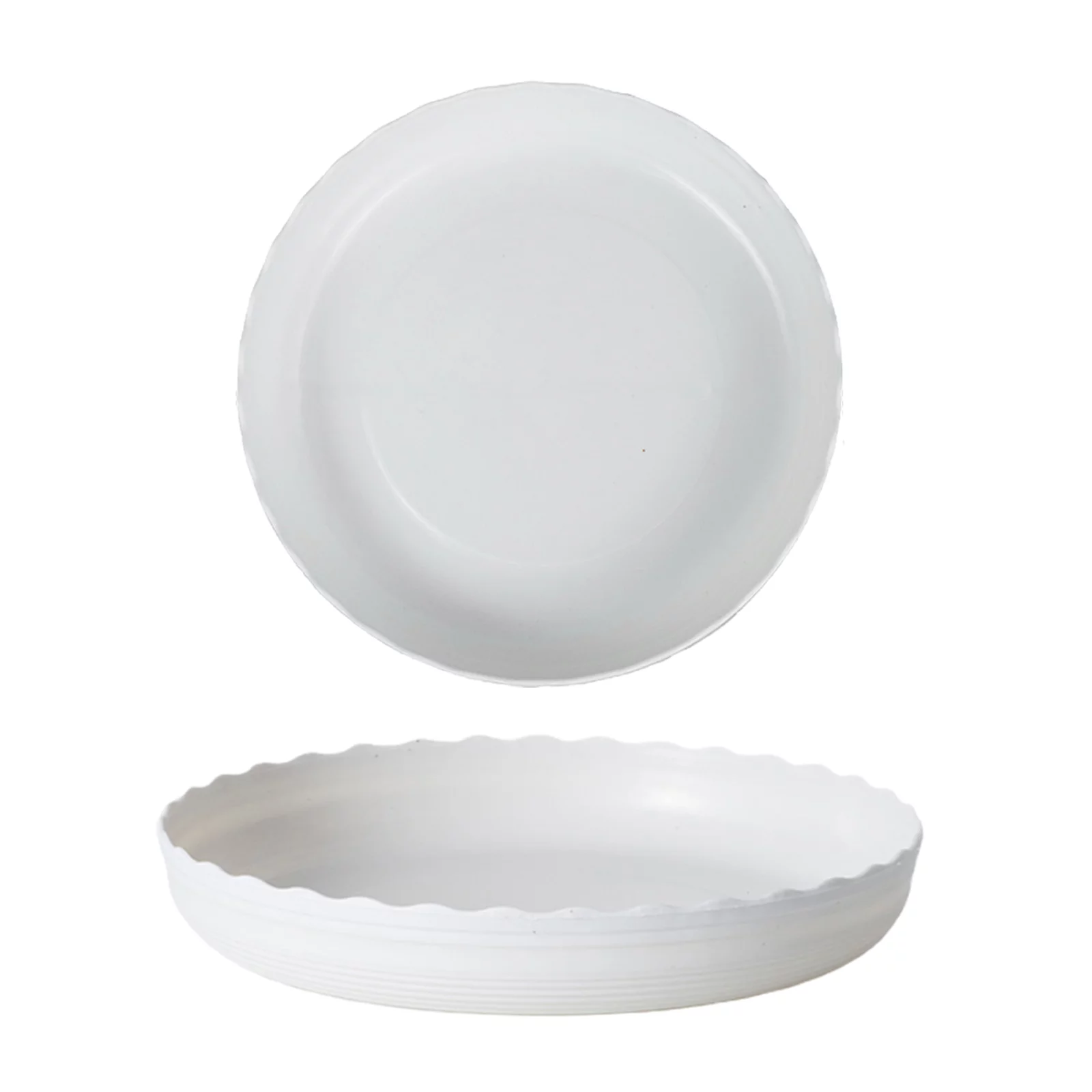 MAHAQI Plant Saucers Plastic Cushion White Wavy Edge Flower Pot Mat 1 Pc 6Pcs Bowl Tray Set
